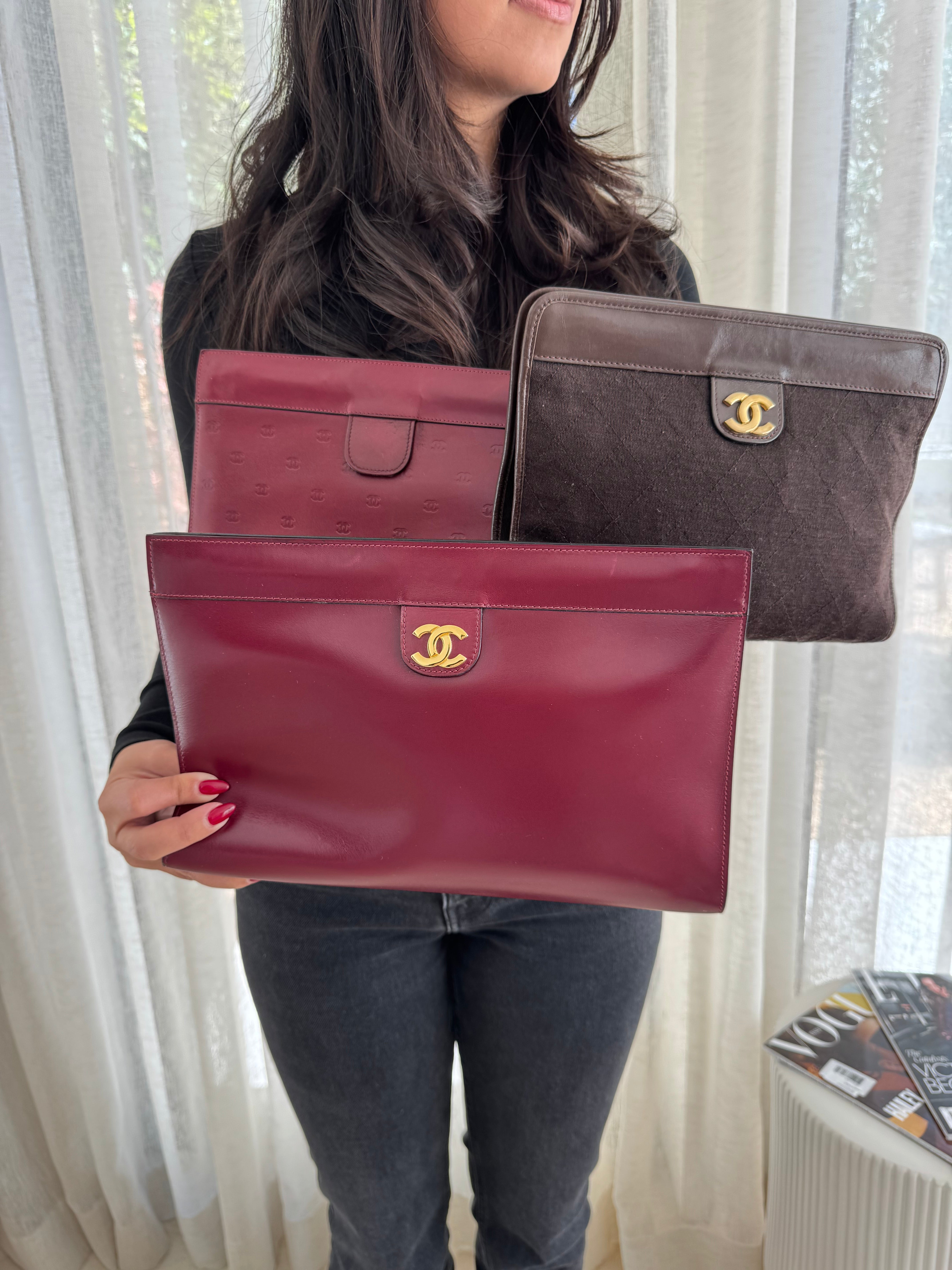 Chanel Bordeaux CC Vintage Clutch Rare