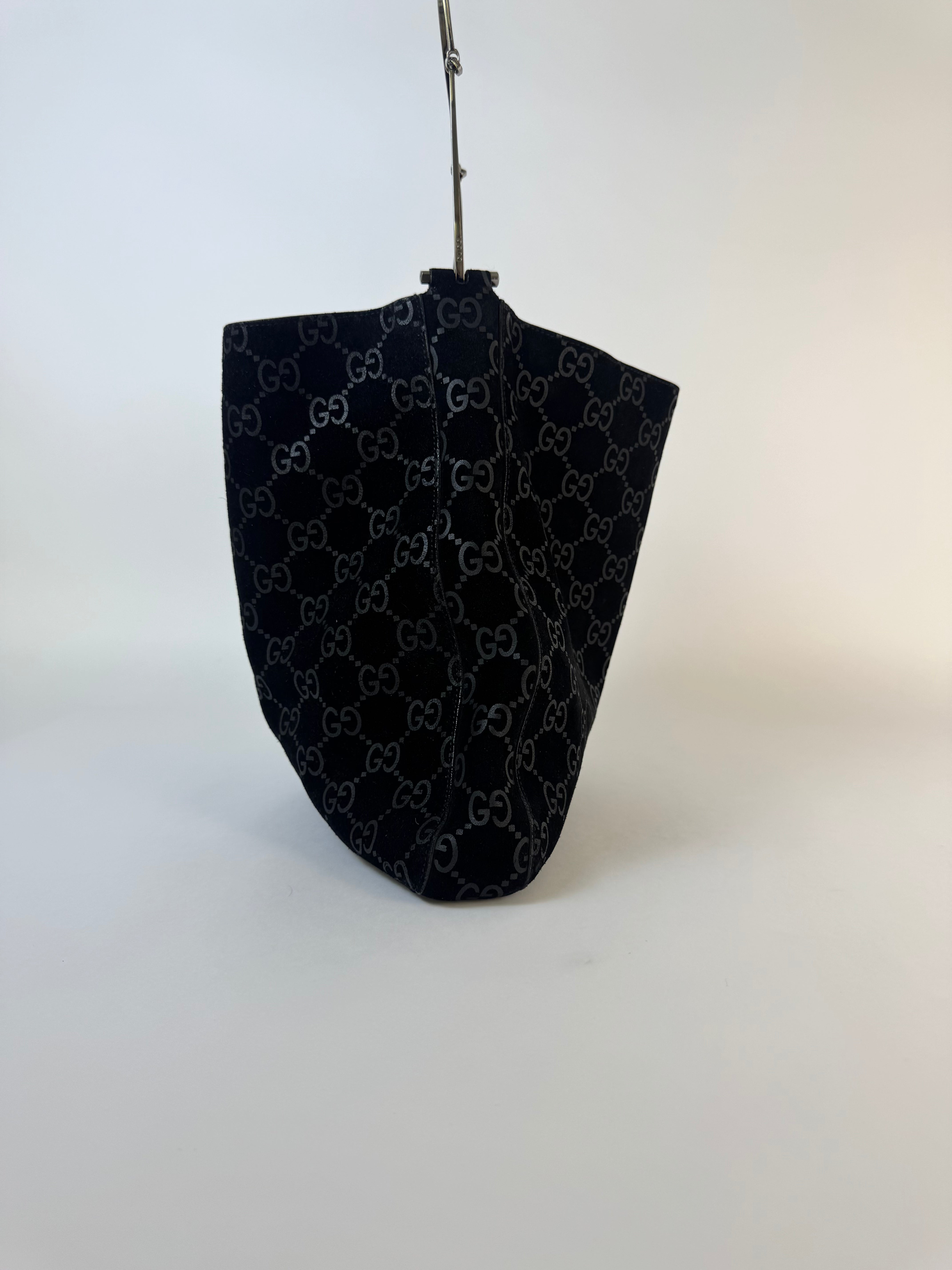 Gucci Tom Ford Slim Horsebit Black Suede GG Hobo Bag Best Seller