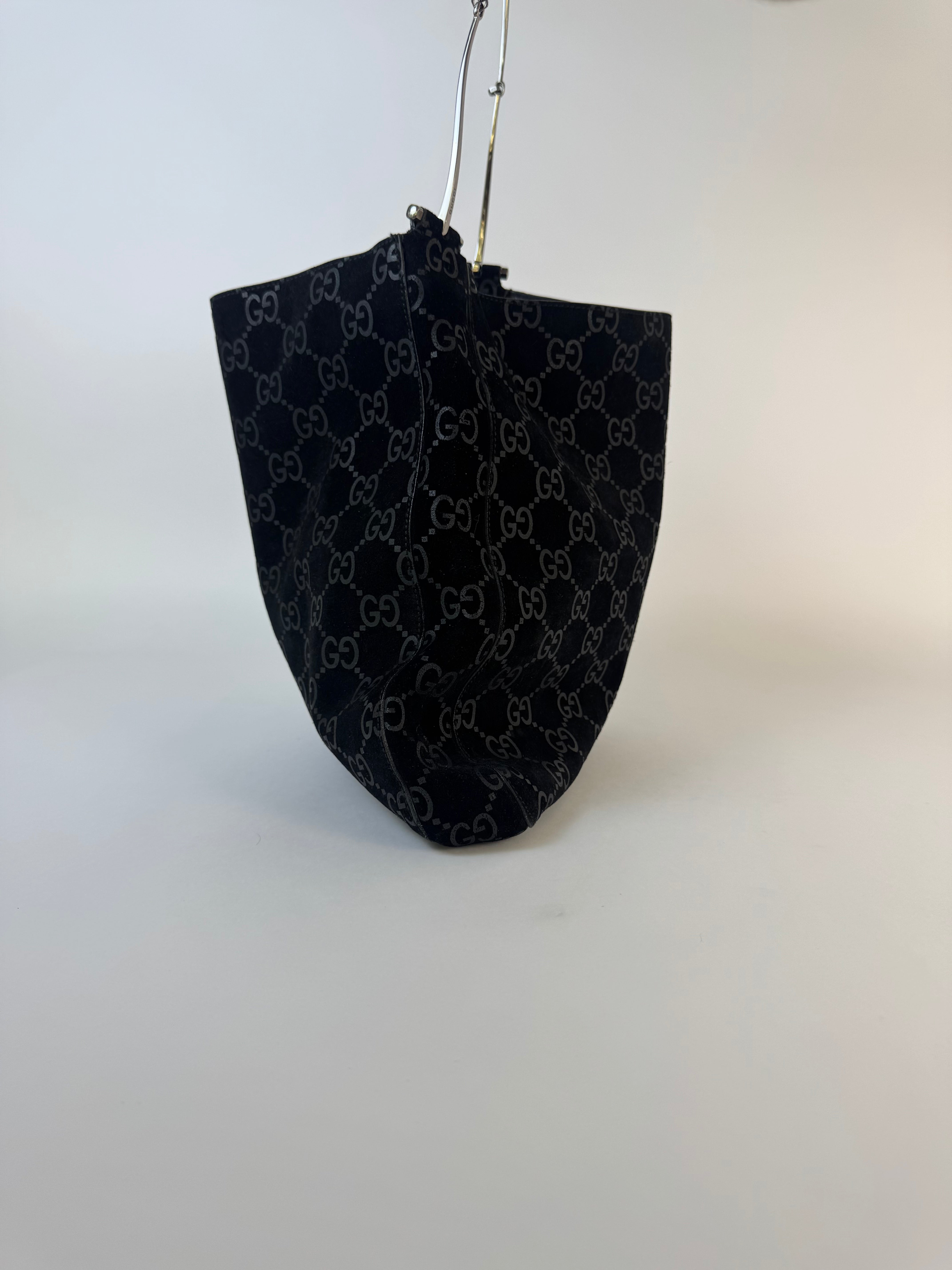 Gucci Tom Ford Slim Horsebit Black Suede GG Hobo Bag Best Seller