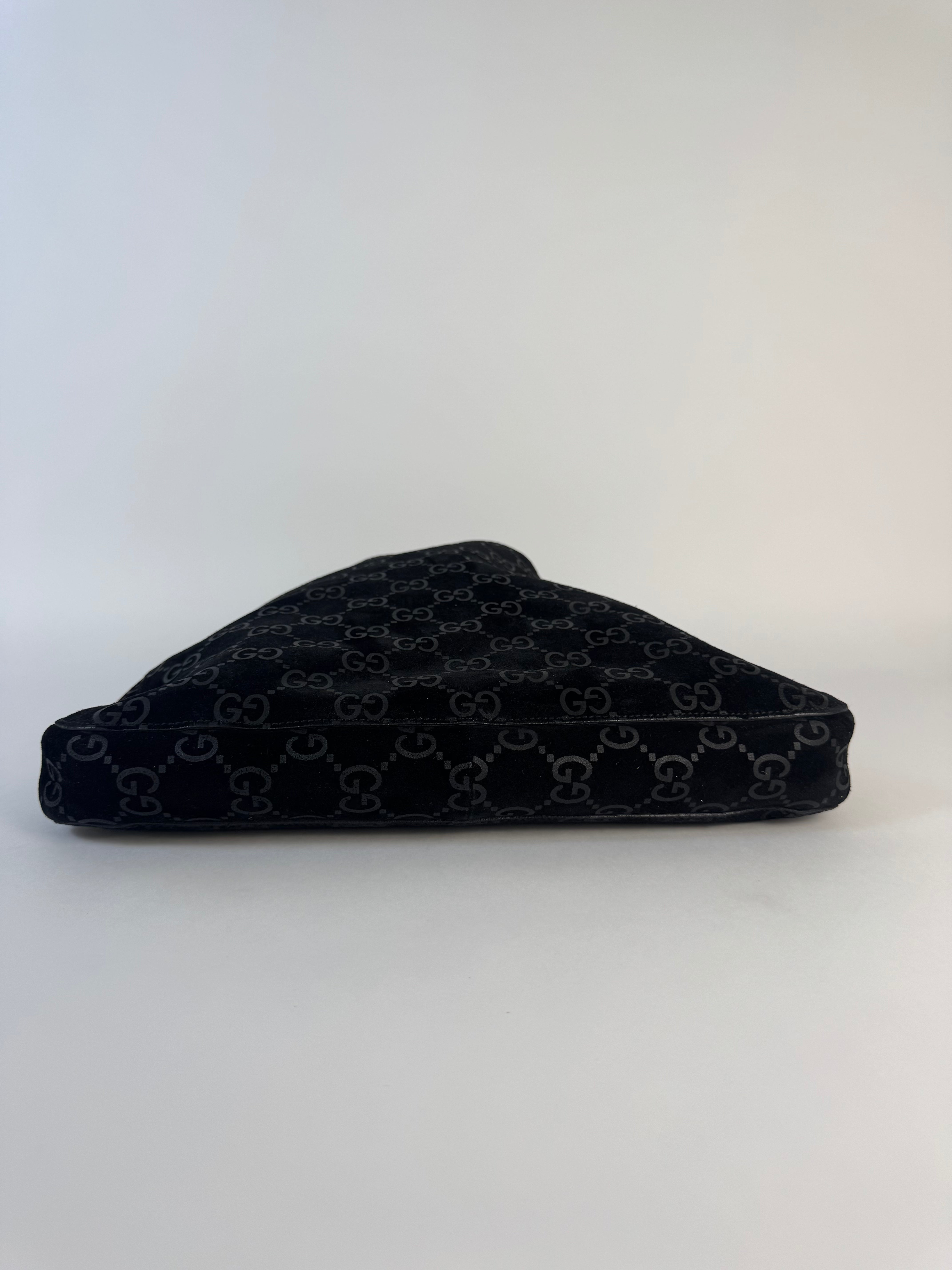 Gucci Tom Ford Slim Horsebit Black Suede GG Hobo Bag Best Seller