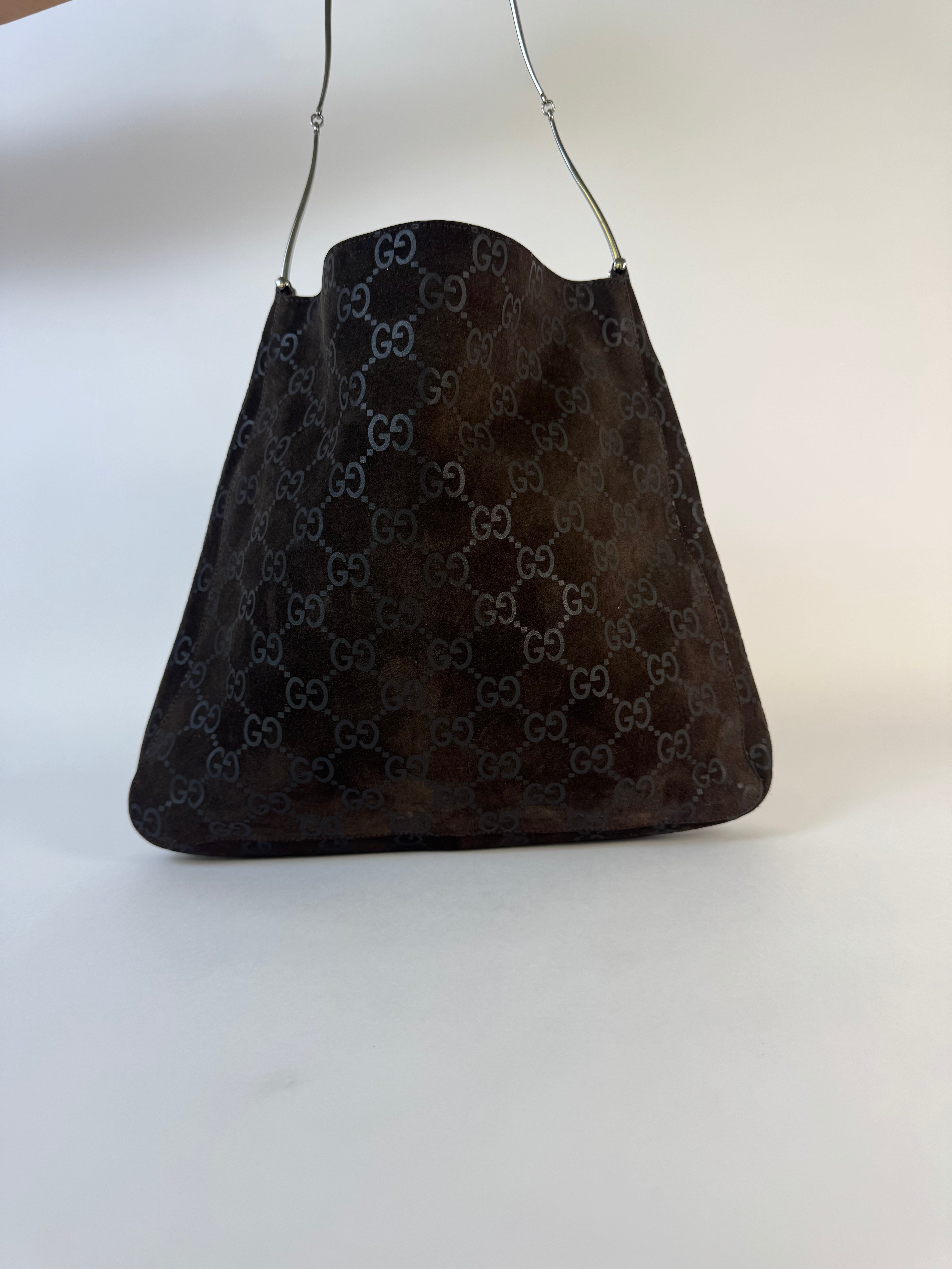 Gucci Tom Ford Slim Horsebit Brown Suede GG Hobo Bag Best Seller