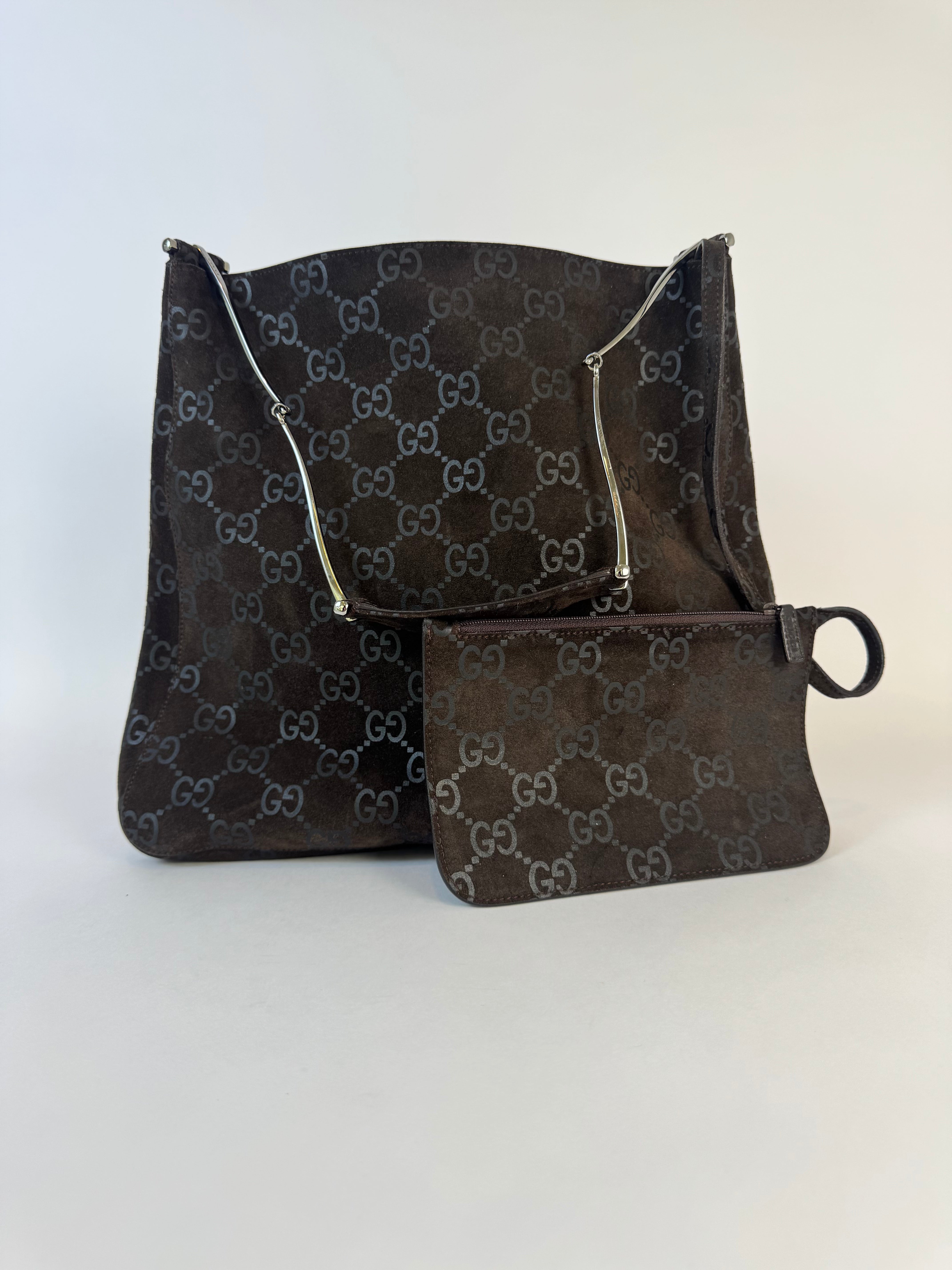 Gucci Tom Ford Slim Horsebit Brown Suede GG Hobo Bag Best Seller