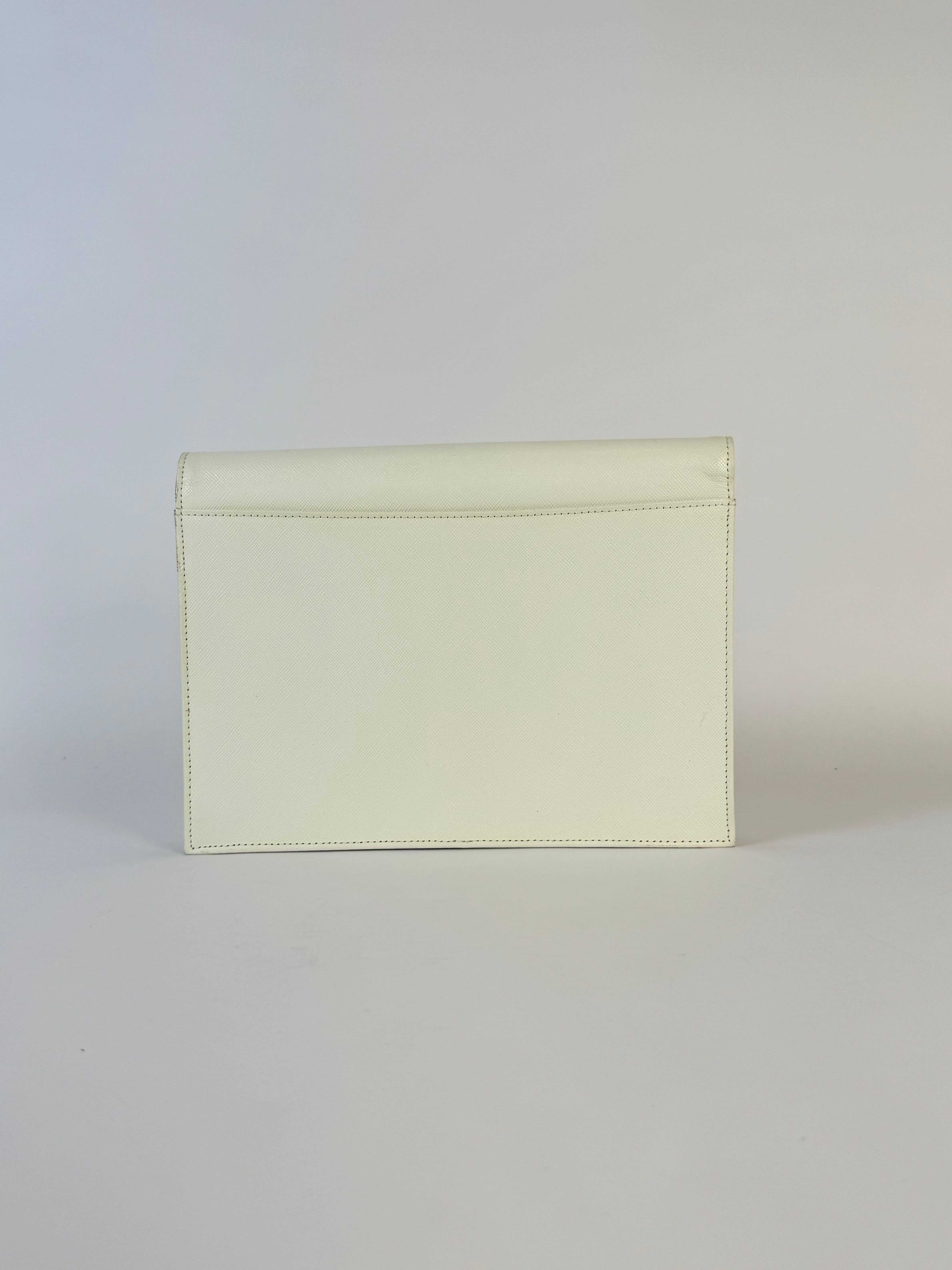 YSL White Patent Leather Clutch