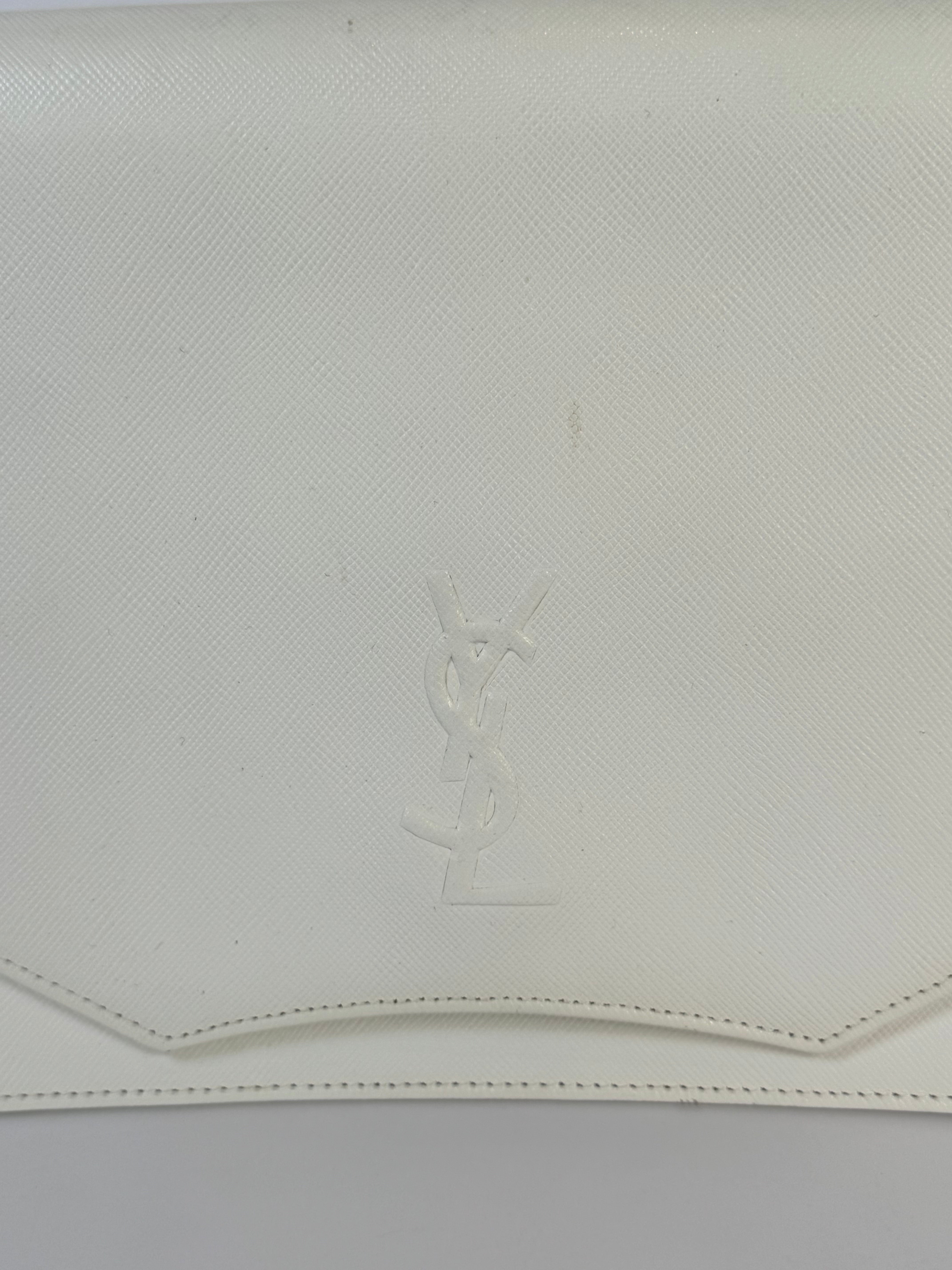 YSL White Patent Leather Clutch