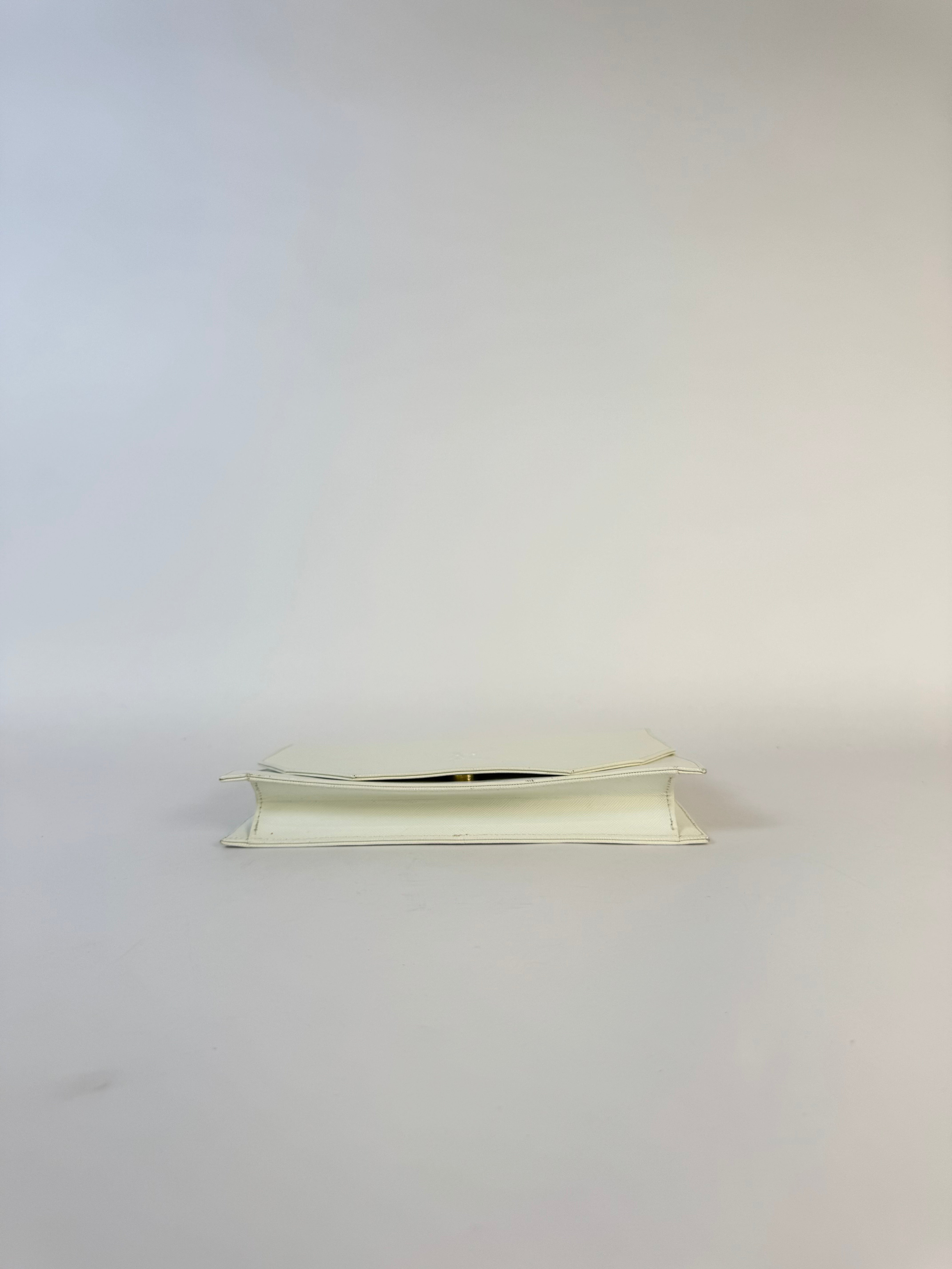 YSL White Patent Leather Clutch