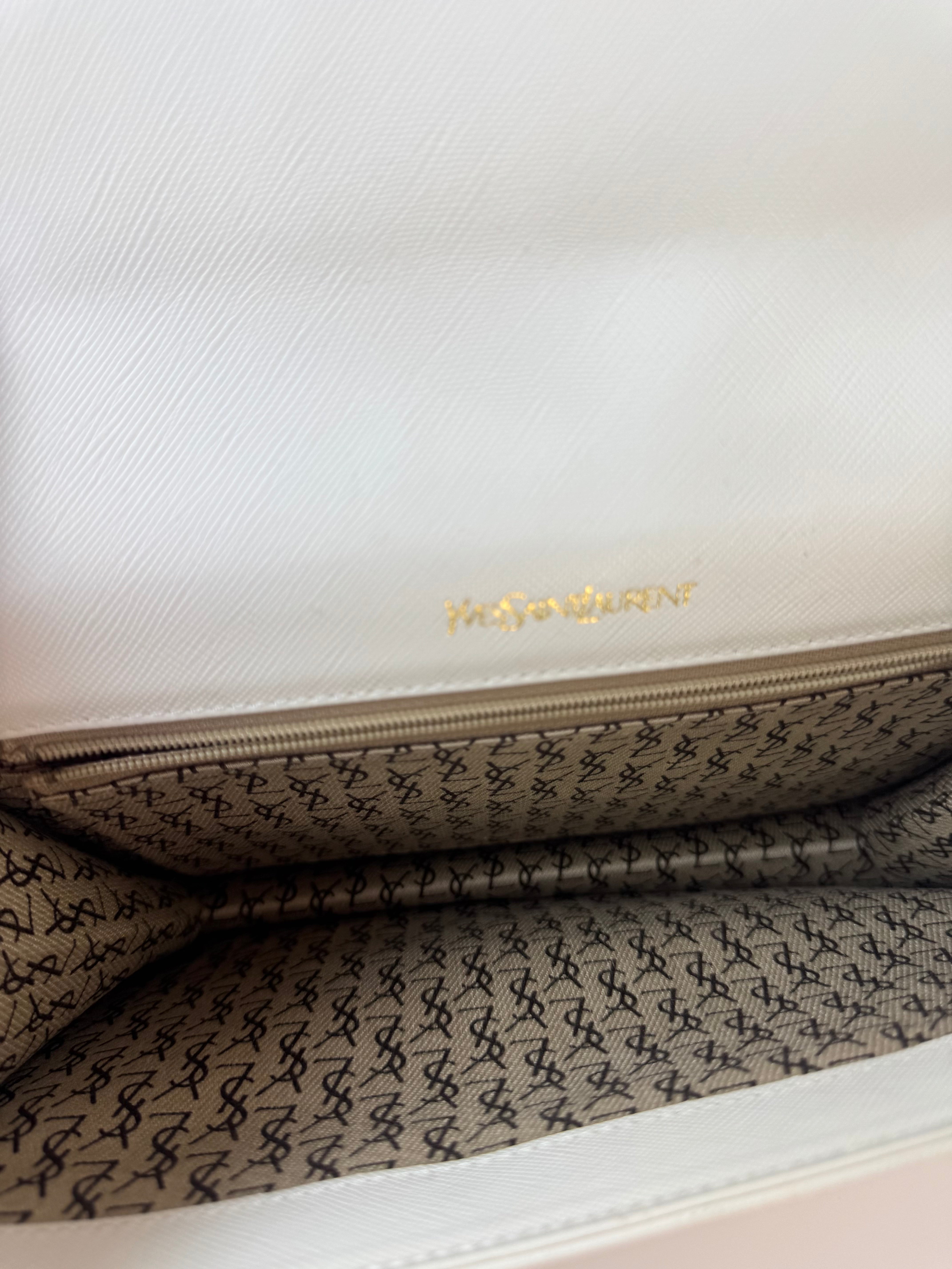 YSL White Patent Leather Clutch