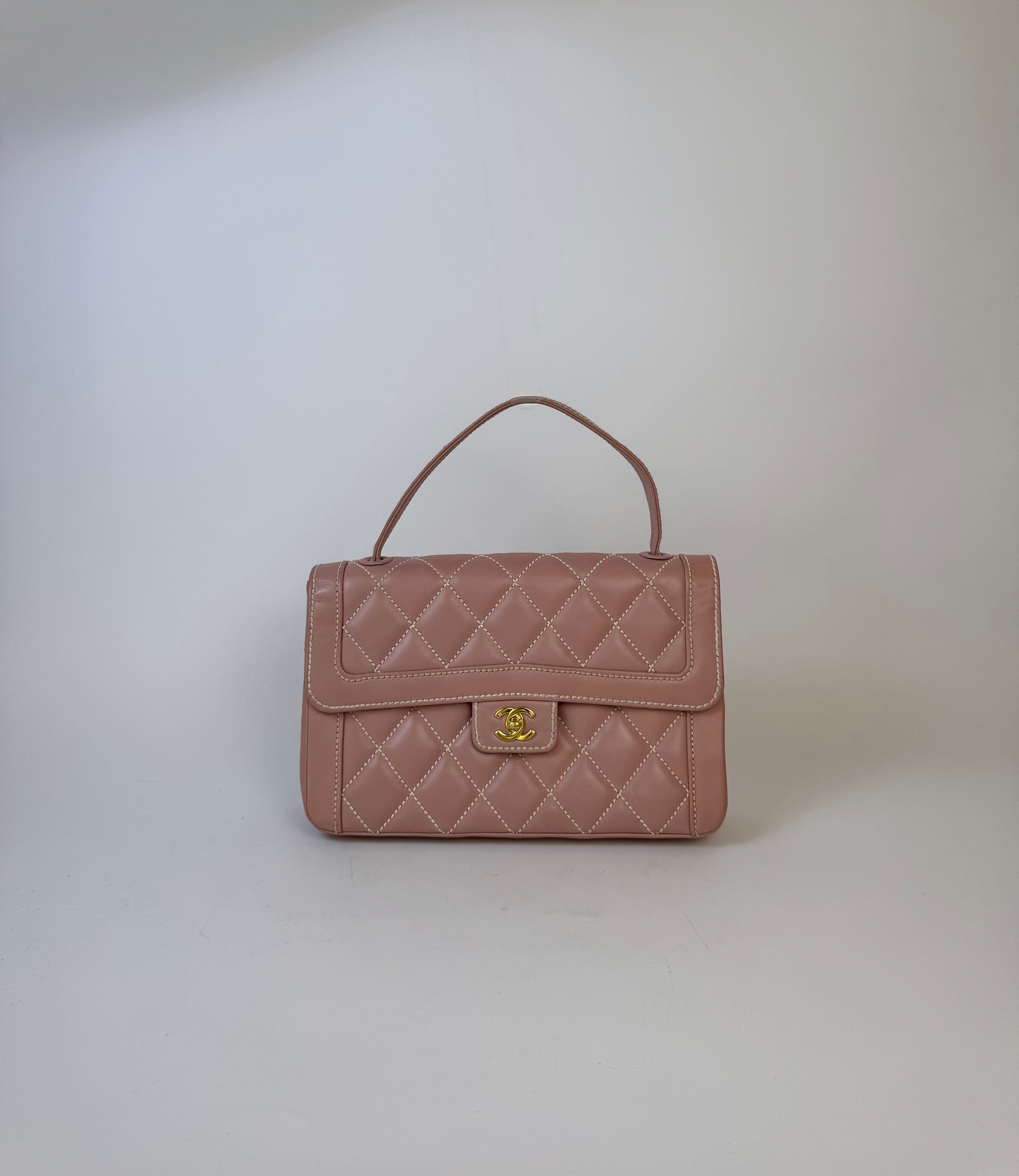 Chanel Pink Quilted Top Handle Bag