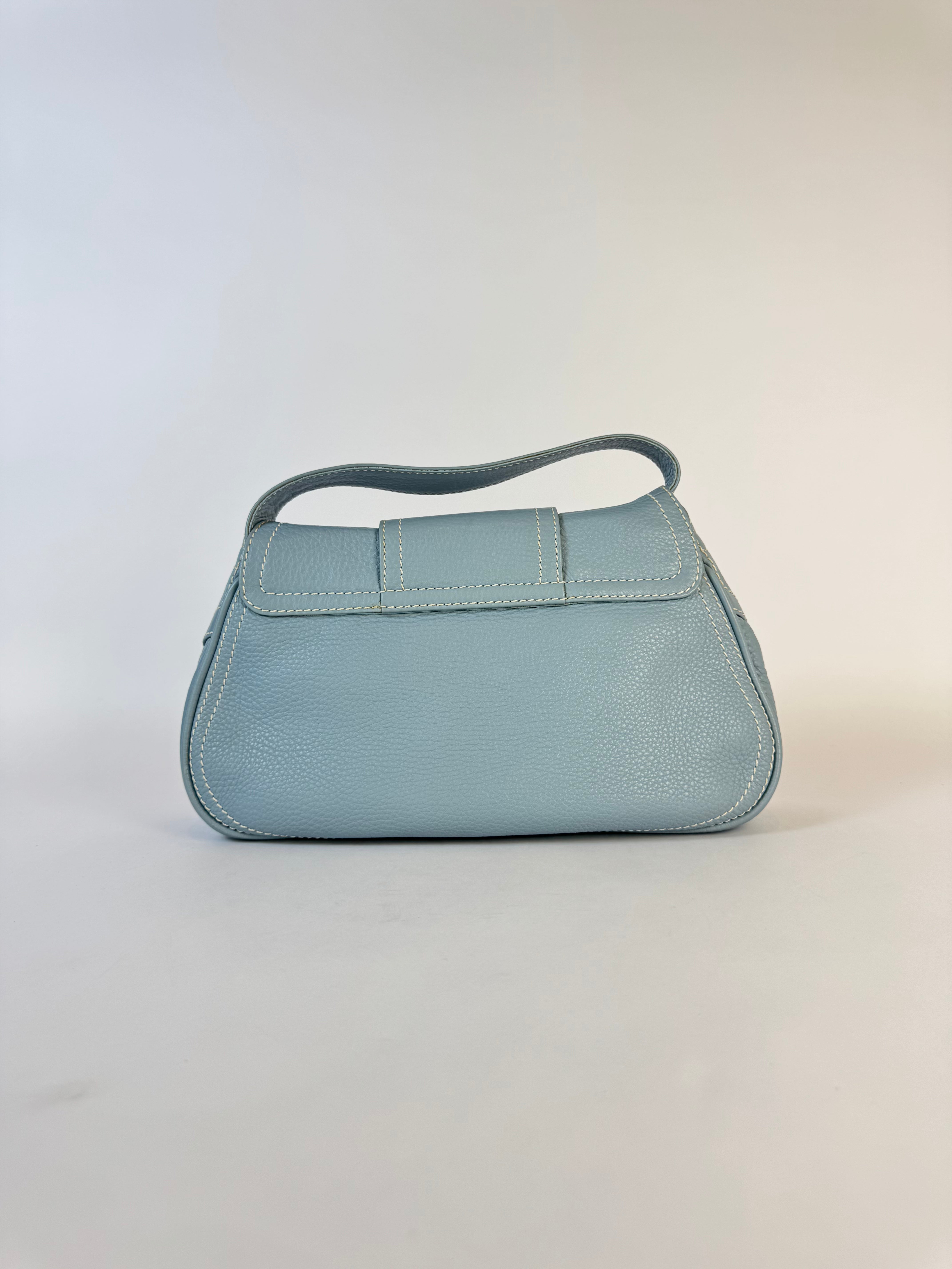 Celine Vintage Blue Leather Shoulder Bag