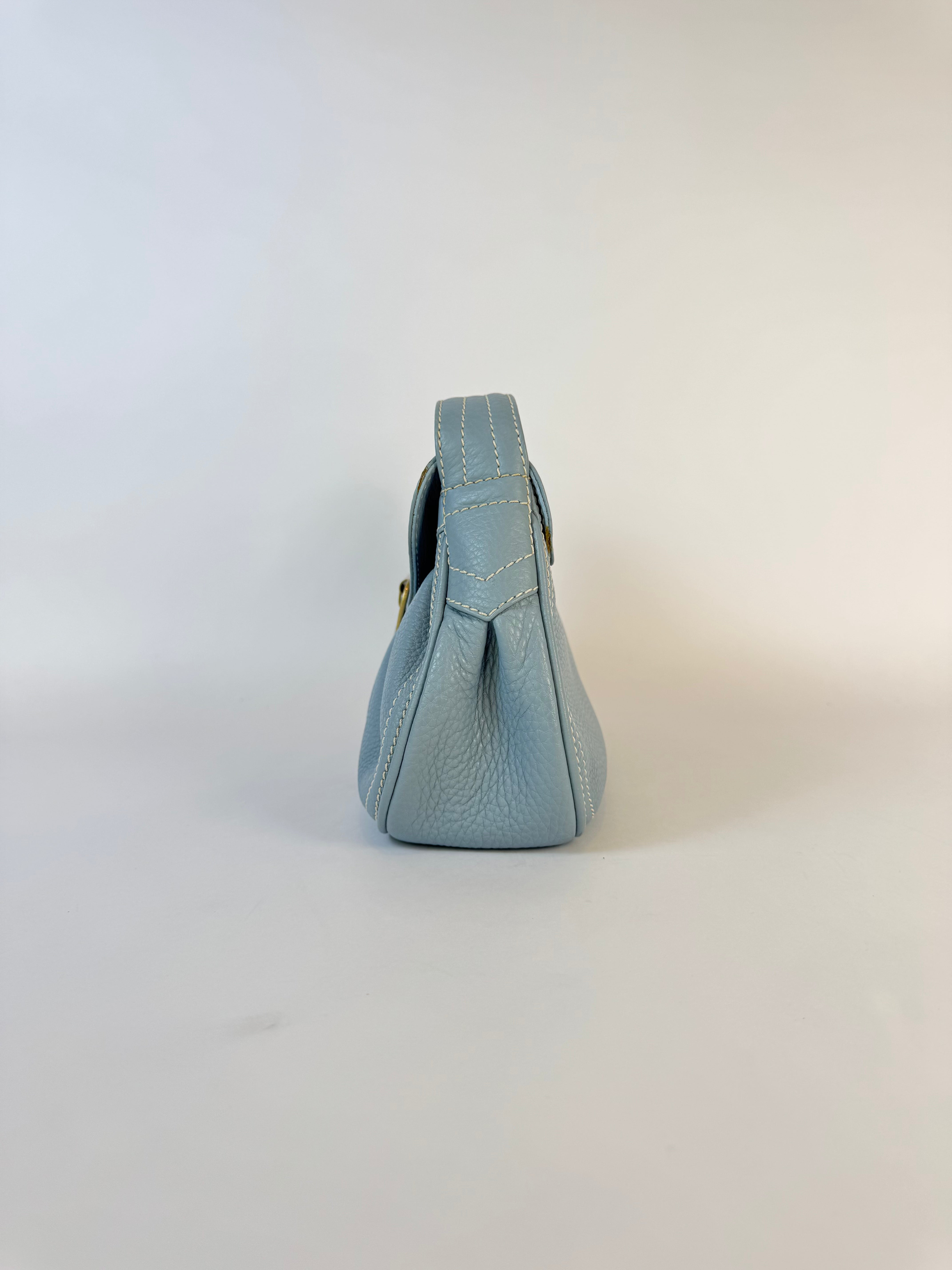 Celine Vintage Blue Leather Shoulder Bag