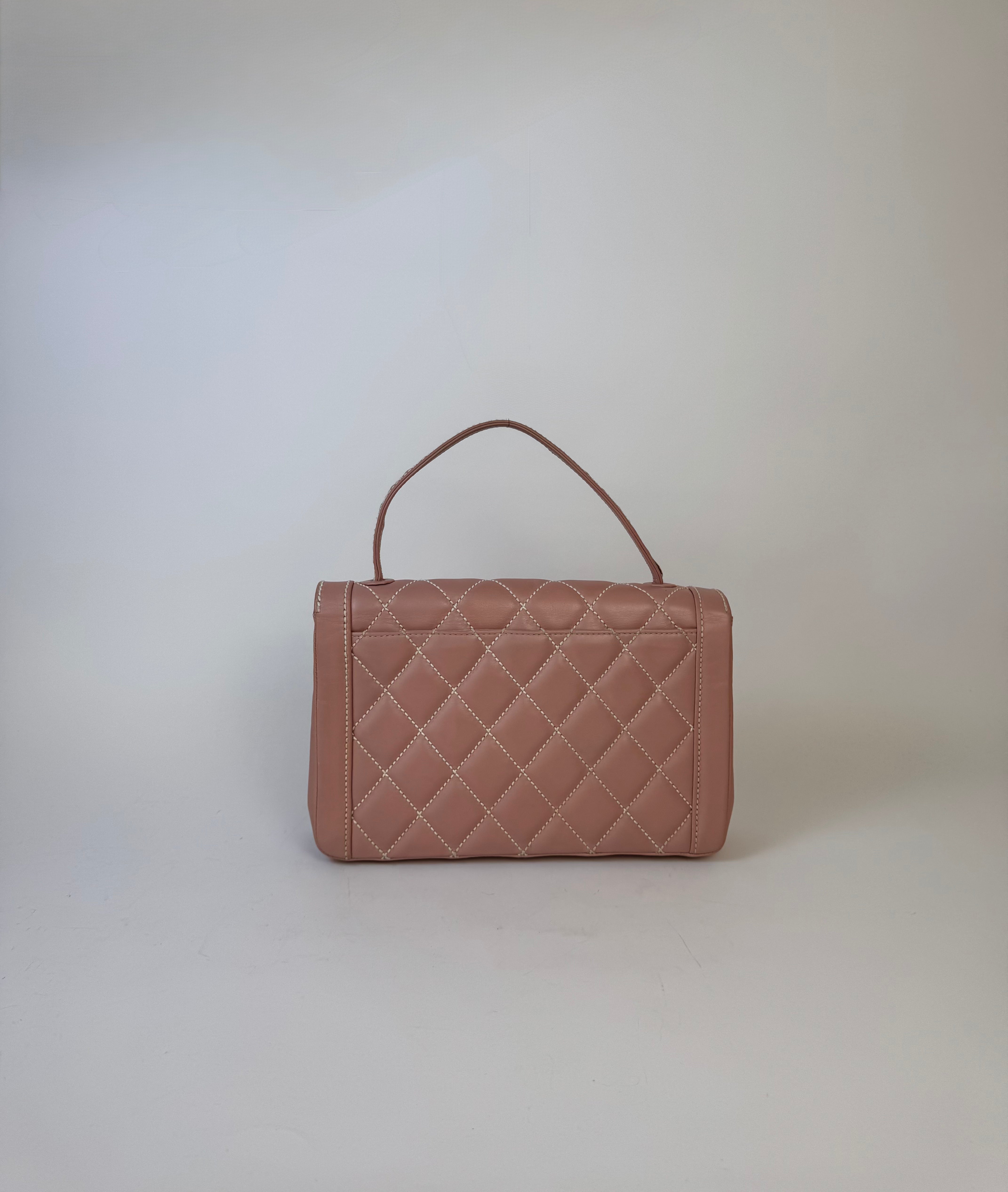 Chanel Pink Quilted Top Handle Bag