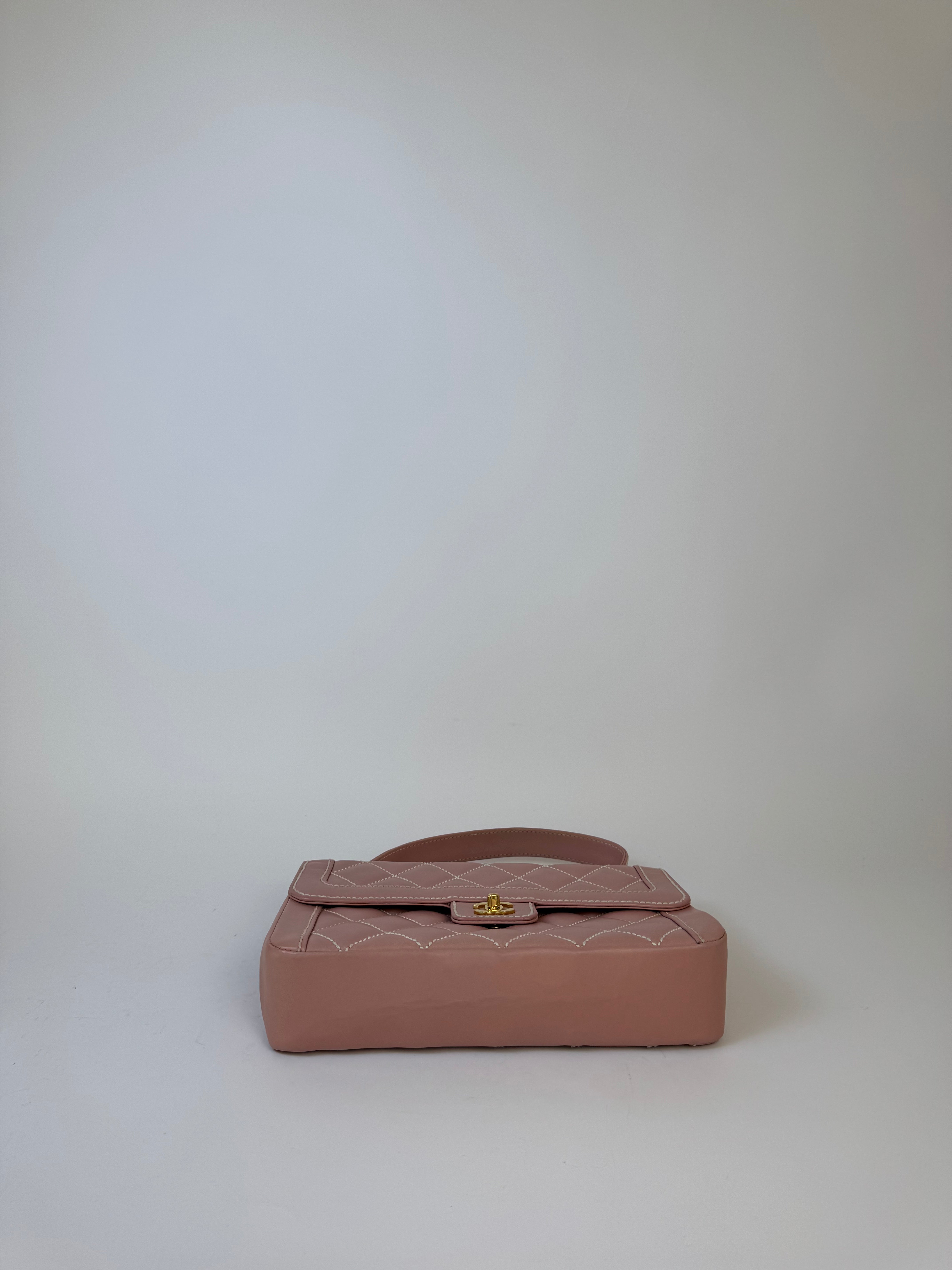 Chanel Pink Quilted Top Handle Bag