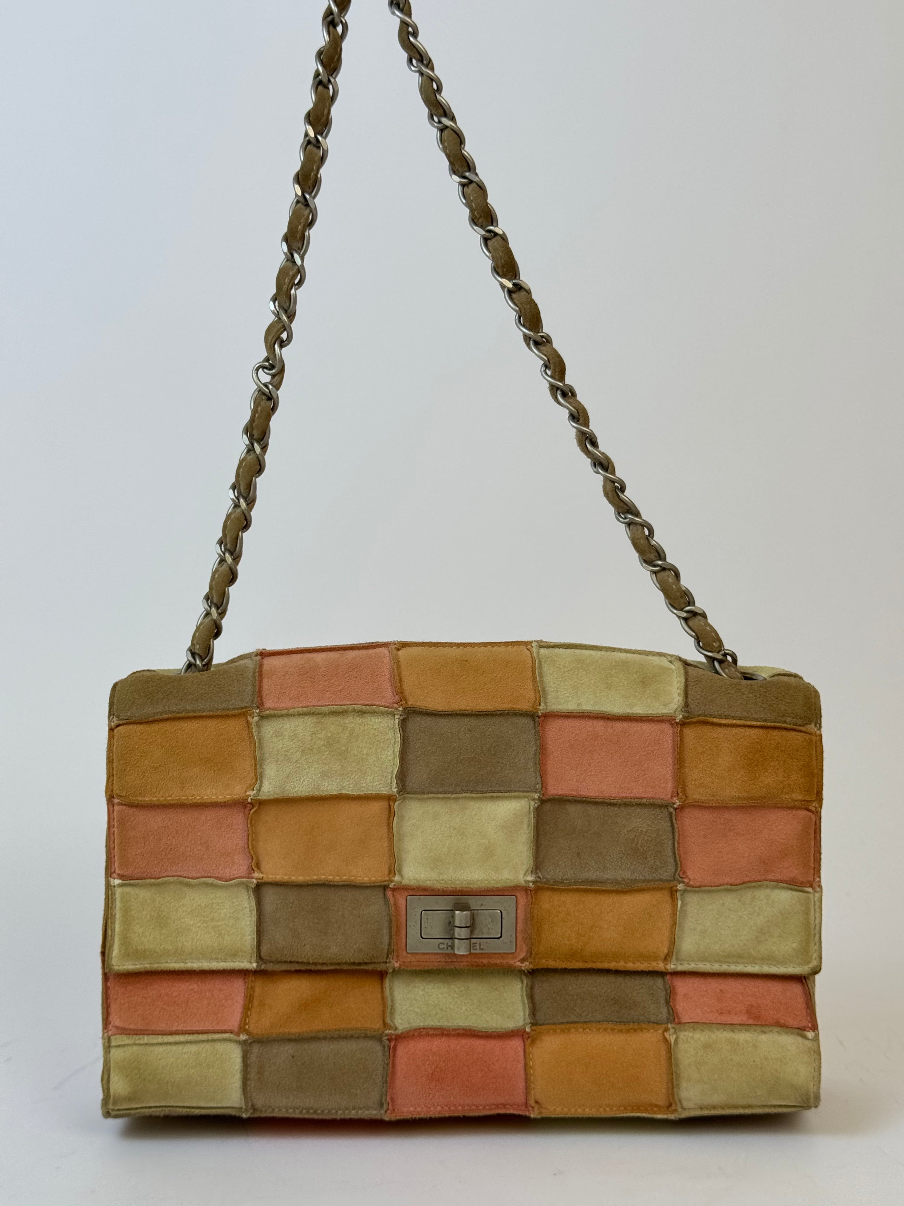 Chanel Suede Patchwork Chain Flap Bag