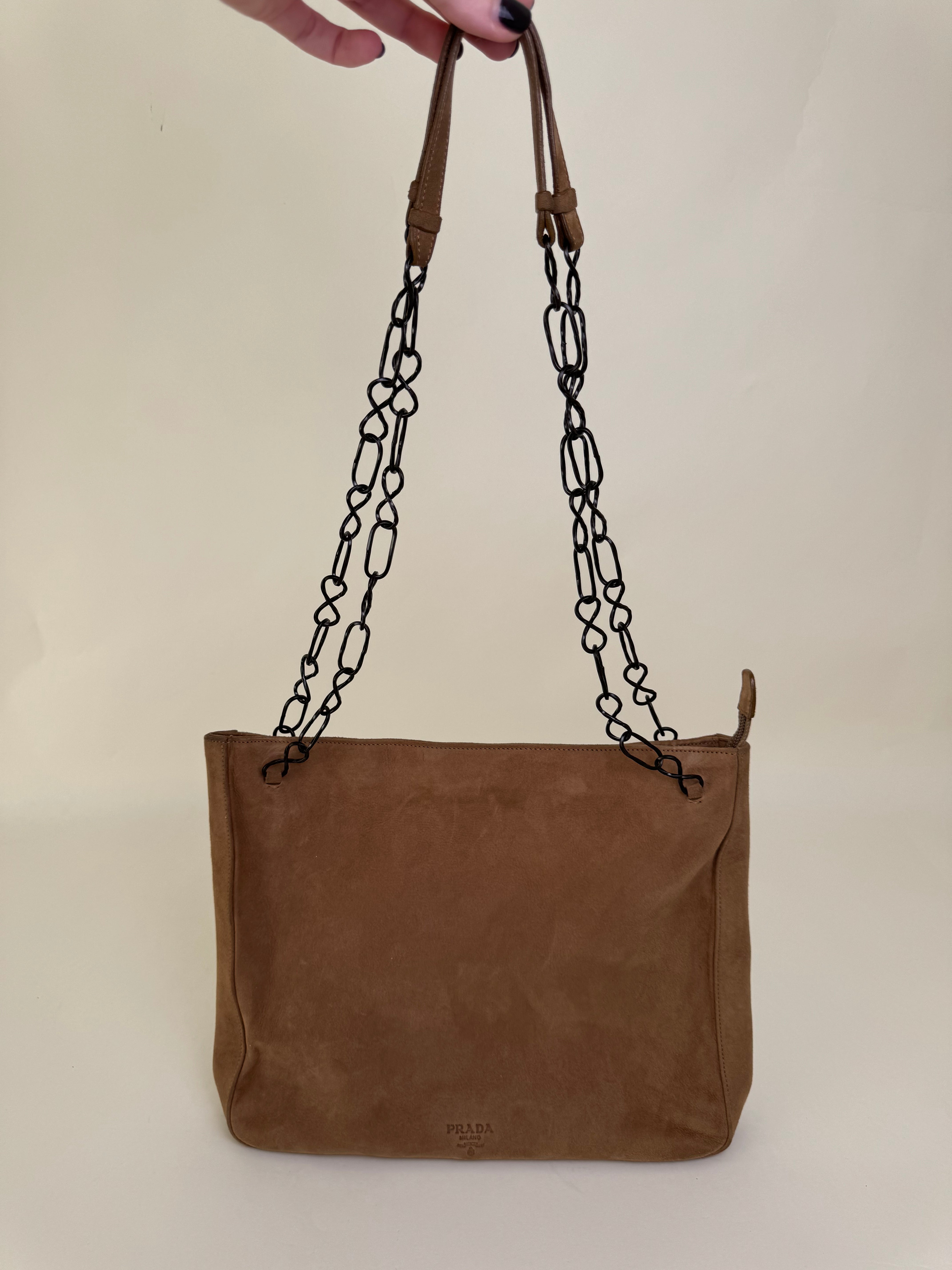 Prada Brown Suede Shoulder Bag