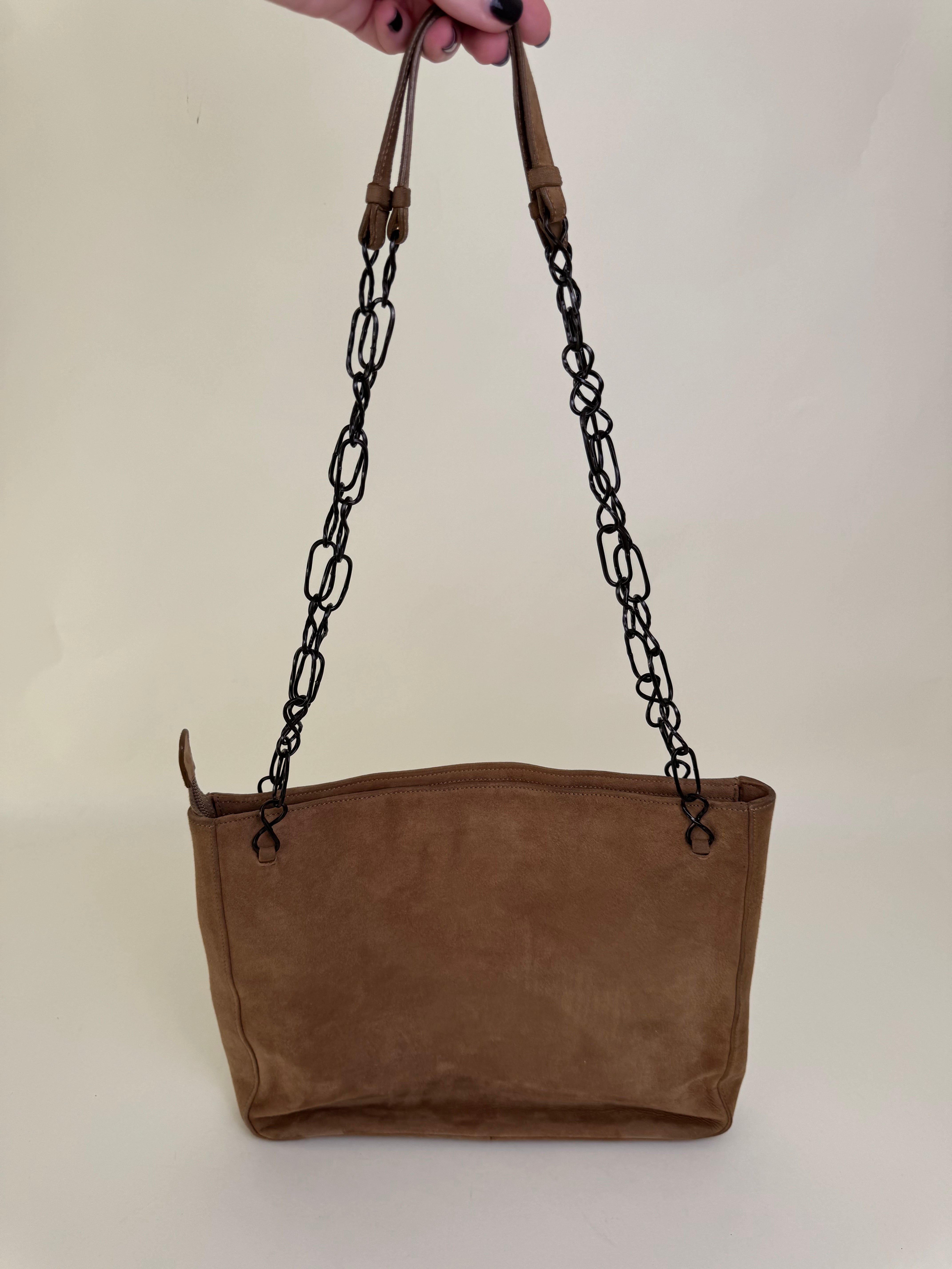 Prada Brown Suede Shoulder Bag