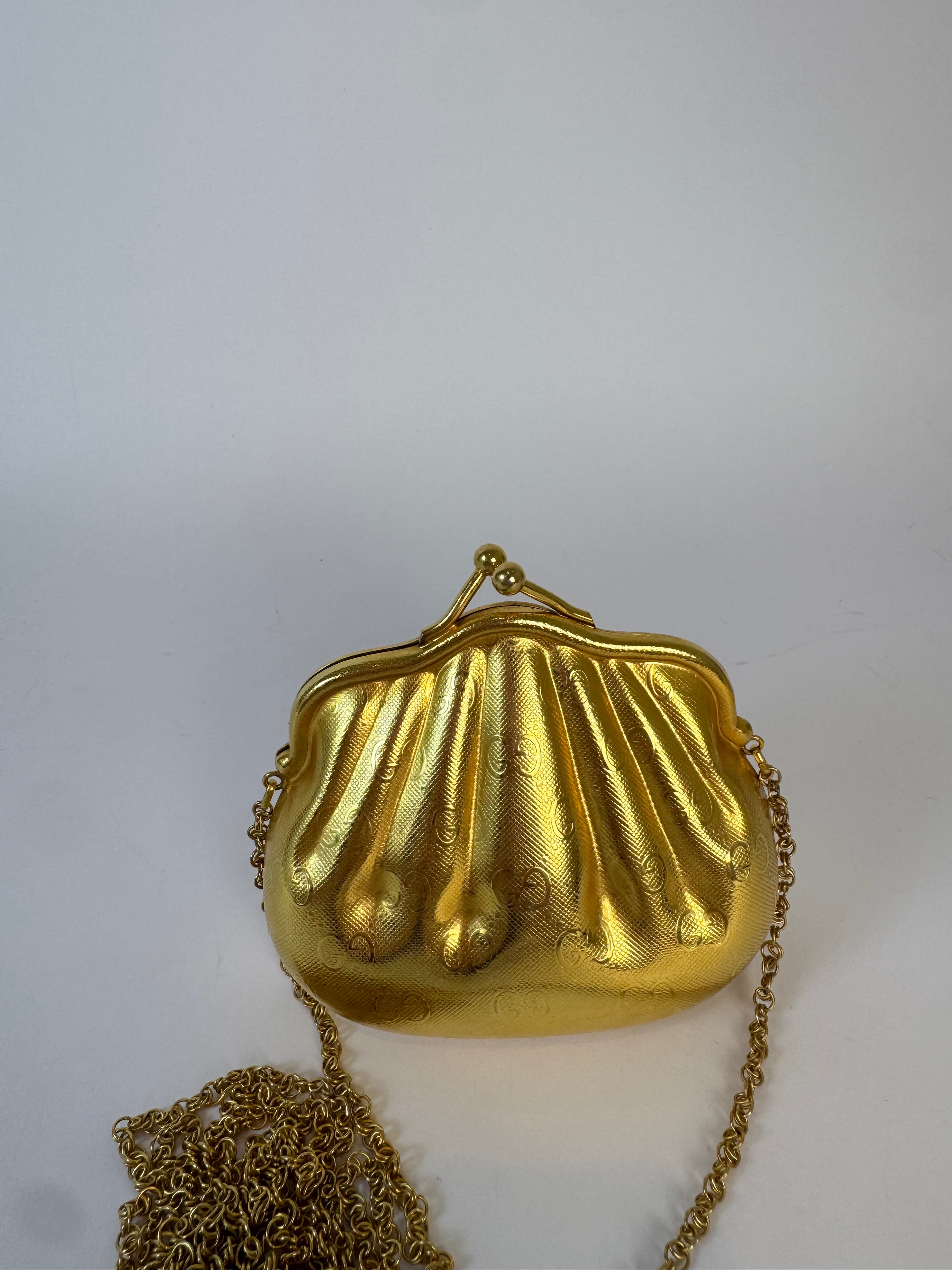 Gucci Gold Shell Clutch Rare Collector’s Piece