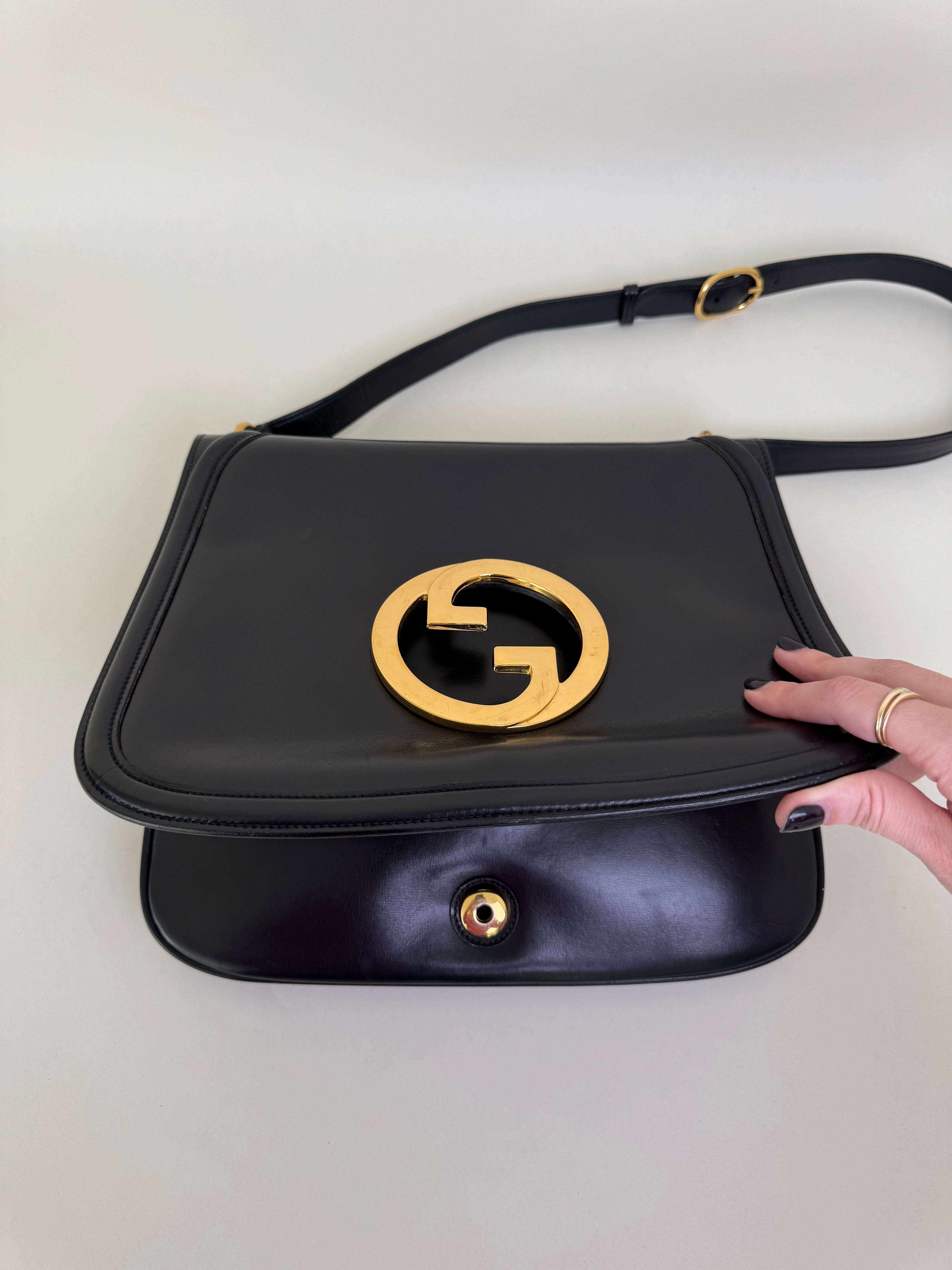 Gucci Black Leather Shoulder Bag Rare