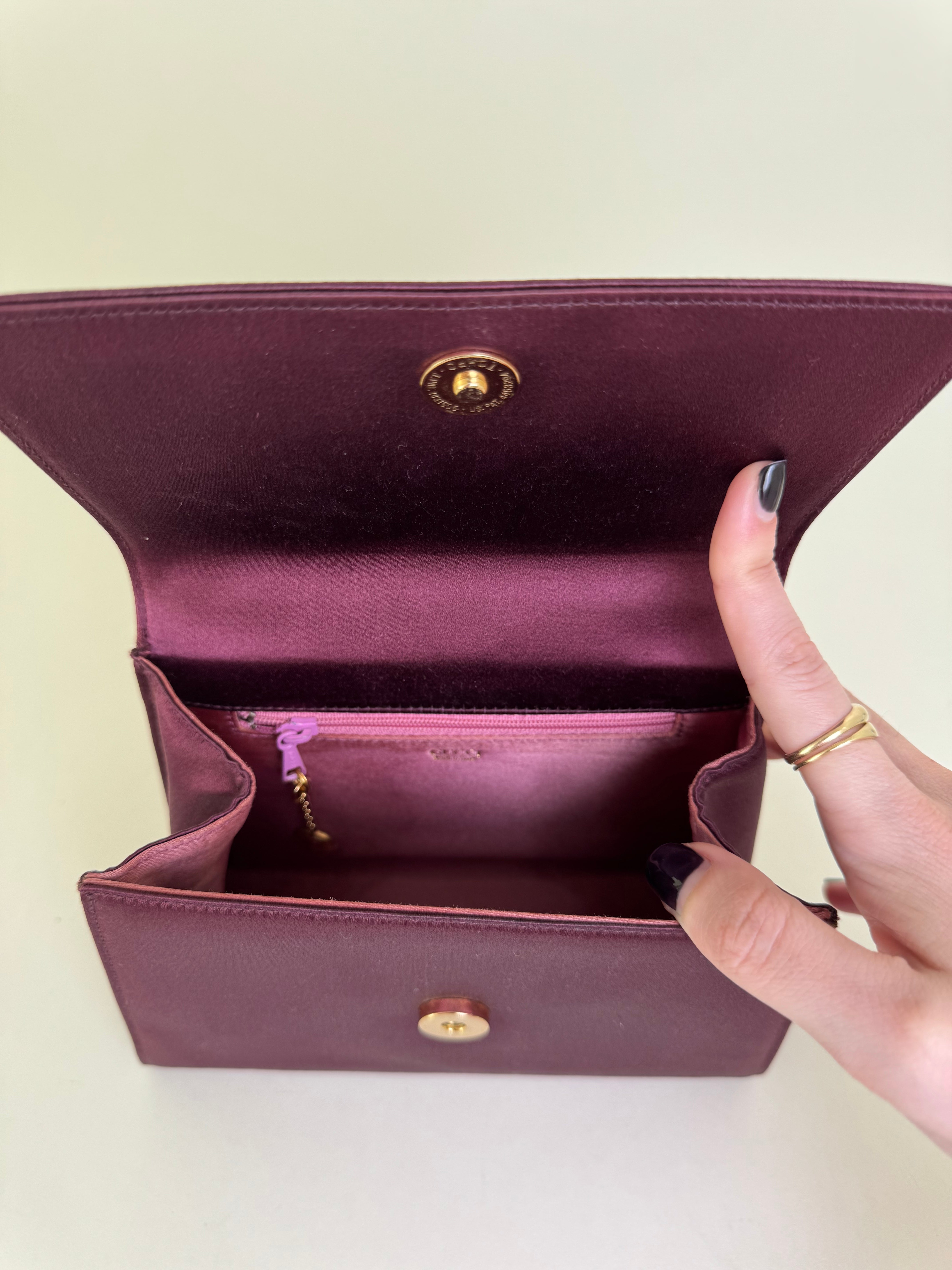 Gucci Burgundy Satin Handbag