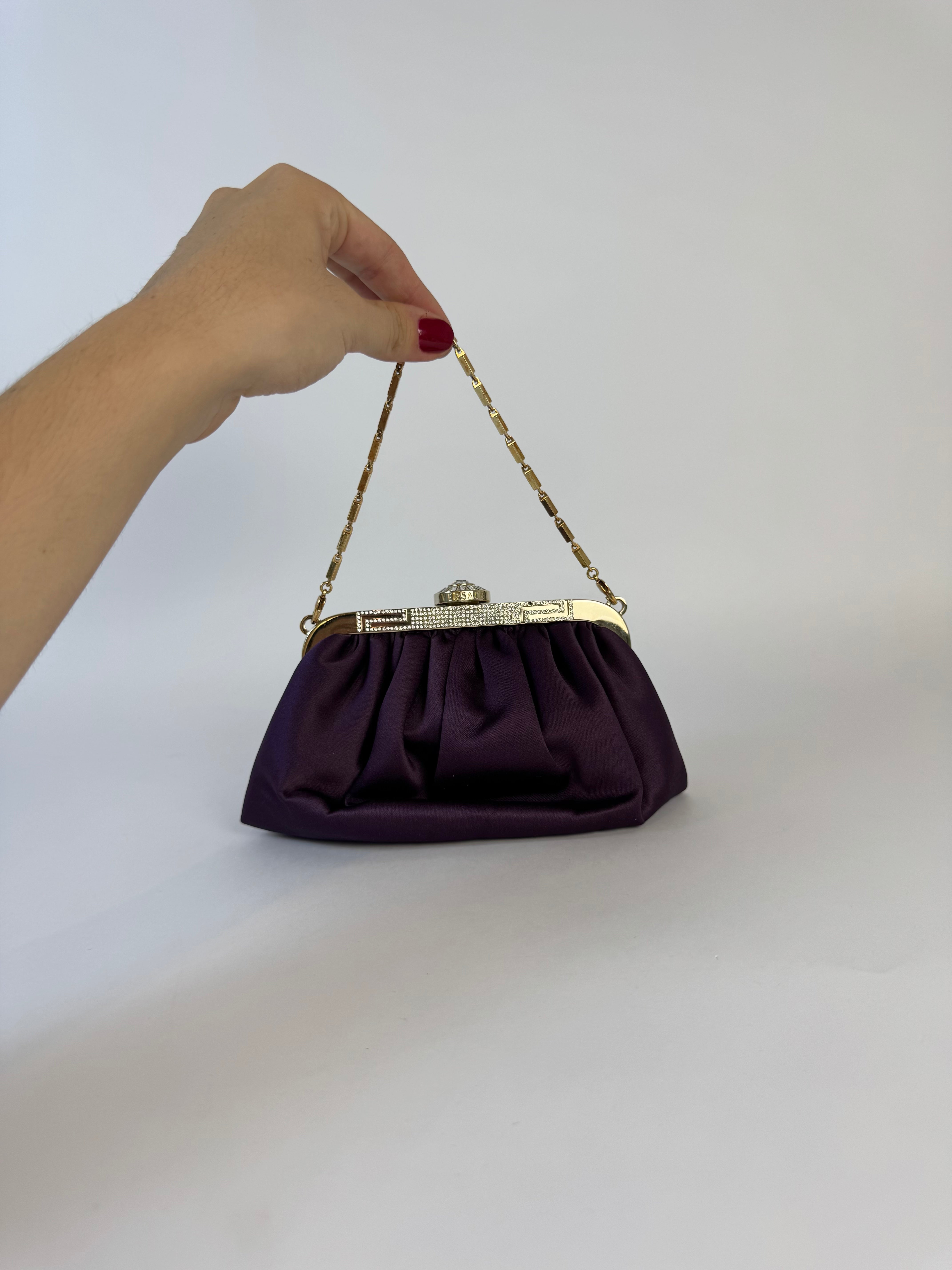 Versace Vintage Purple Satin Evening Bag