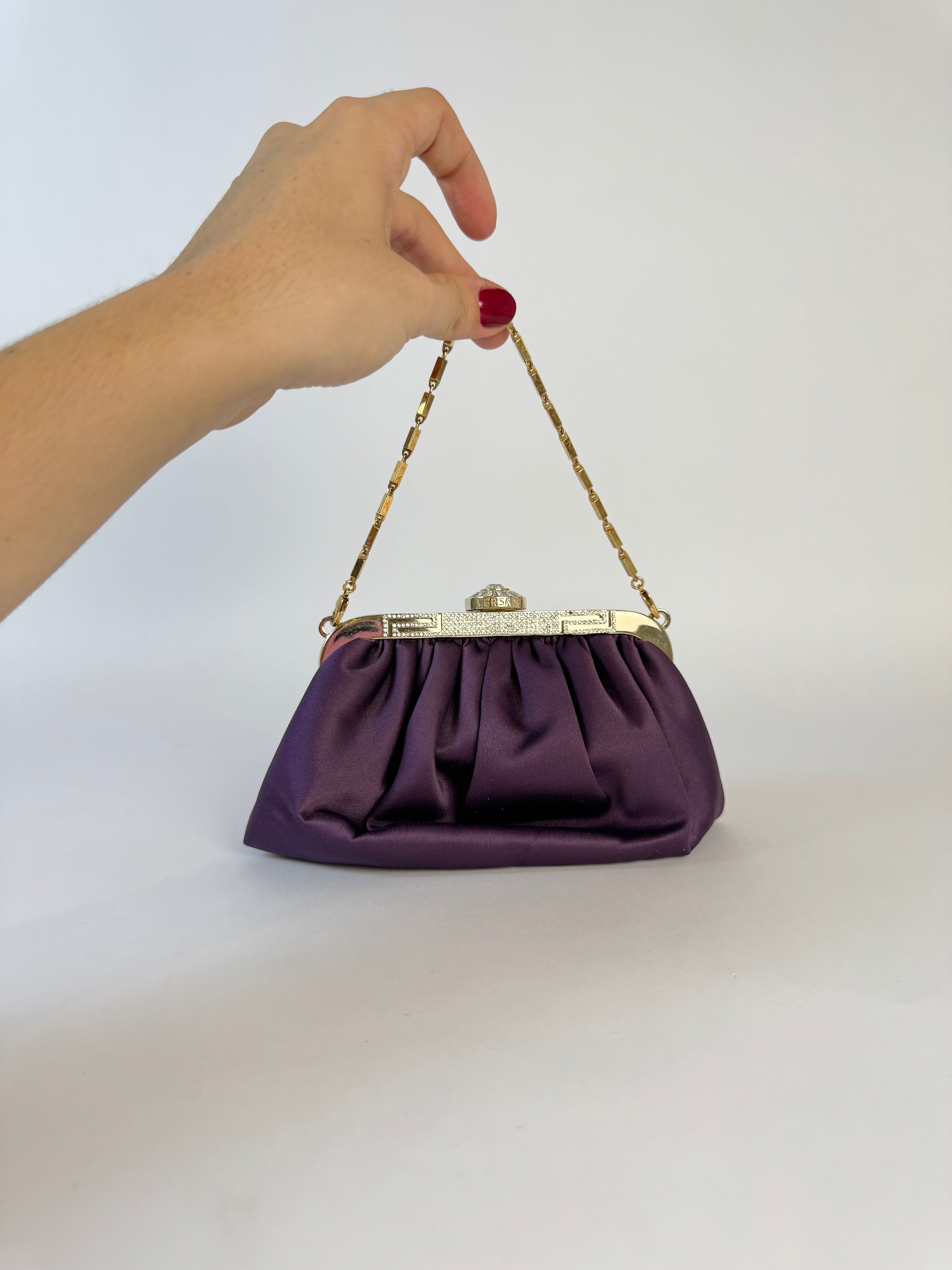 Versace Vintage Purple Satin Evening Bag