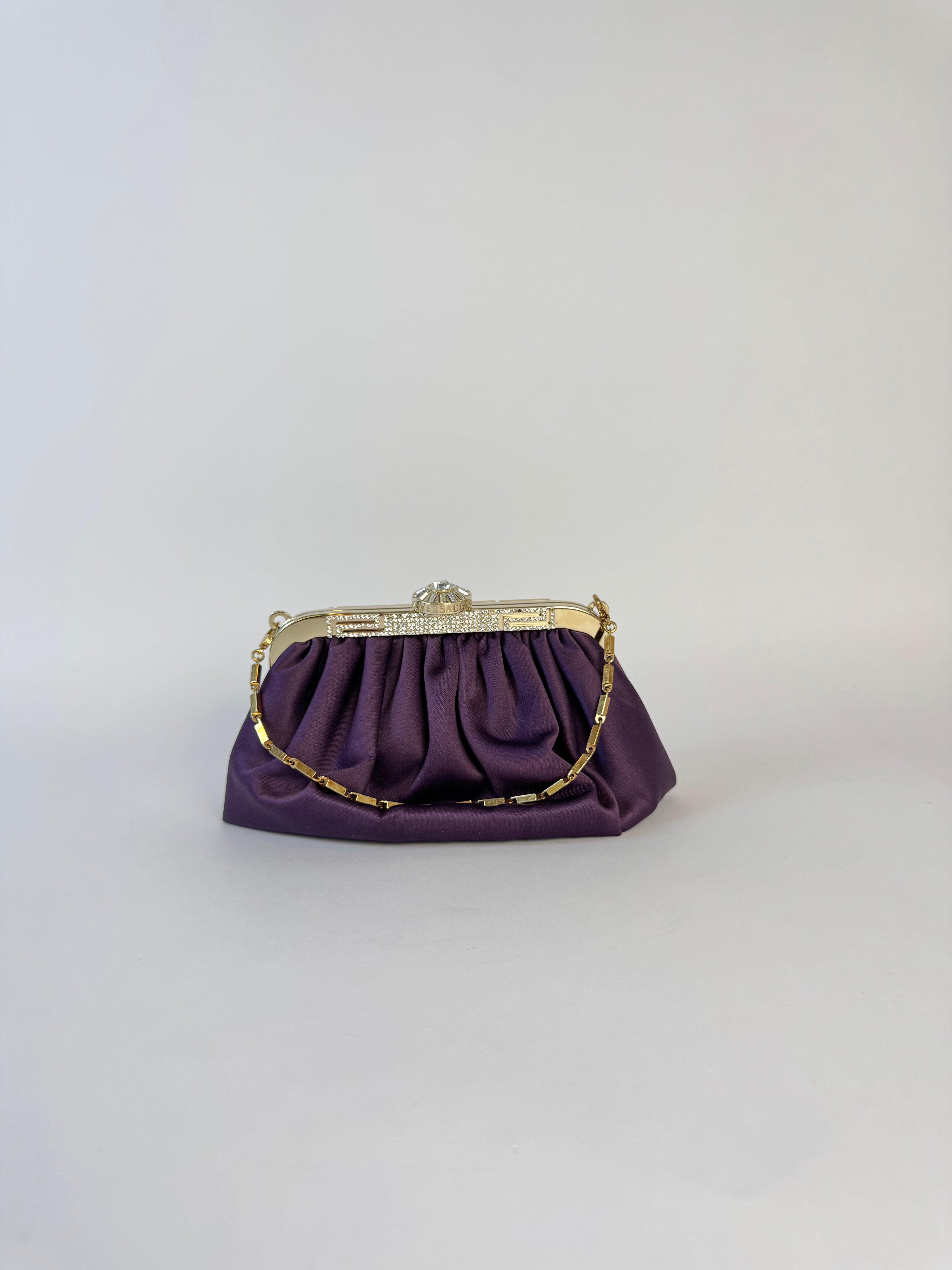 Versace Vintage Purple Satin Evening Bag