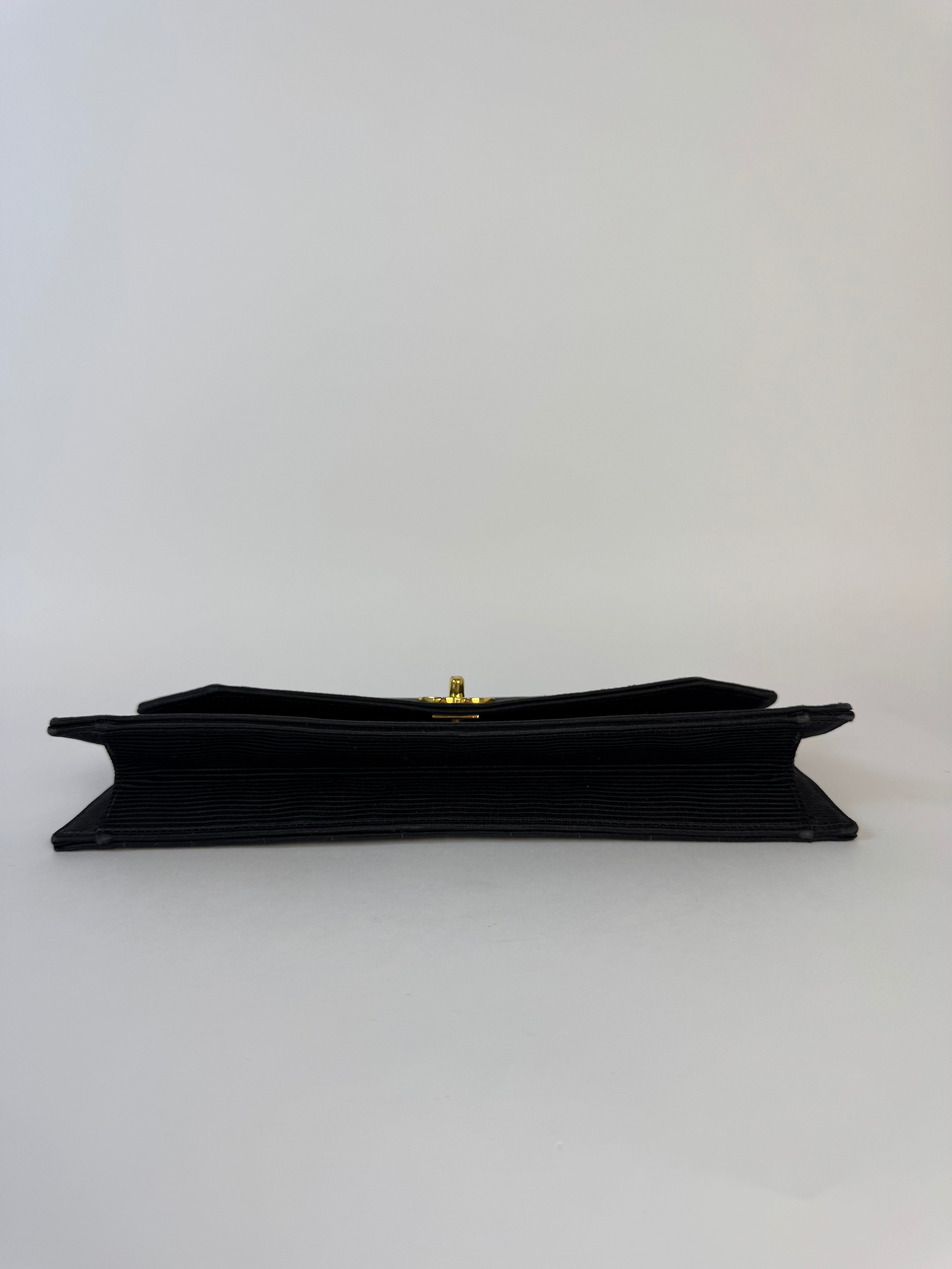 Chanel Vintage Black Satin Clutch Rare