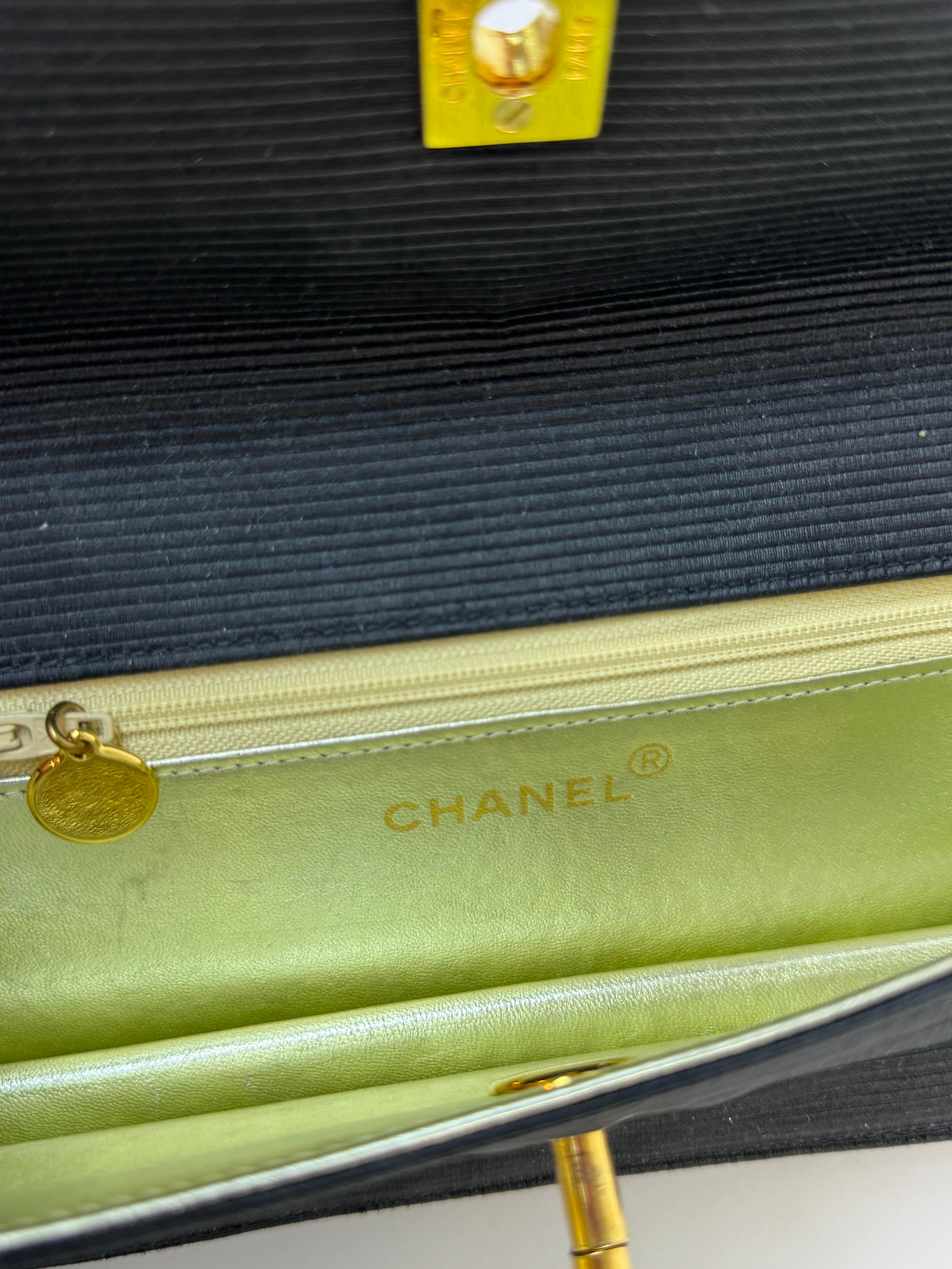Chanel Vintage Black Satin Clutch Rare