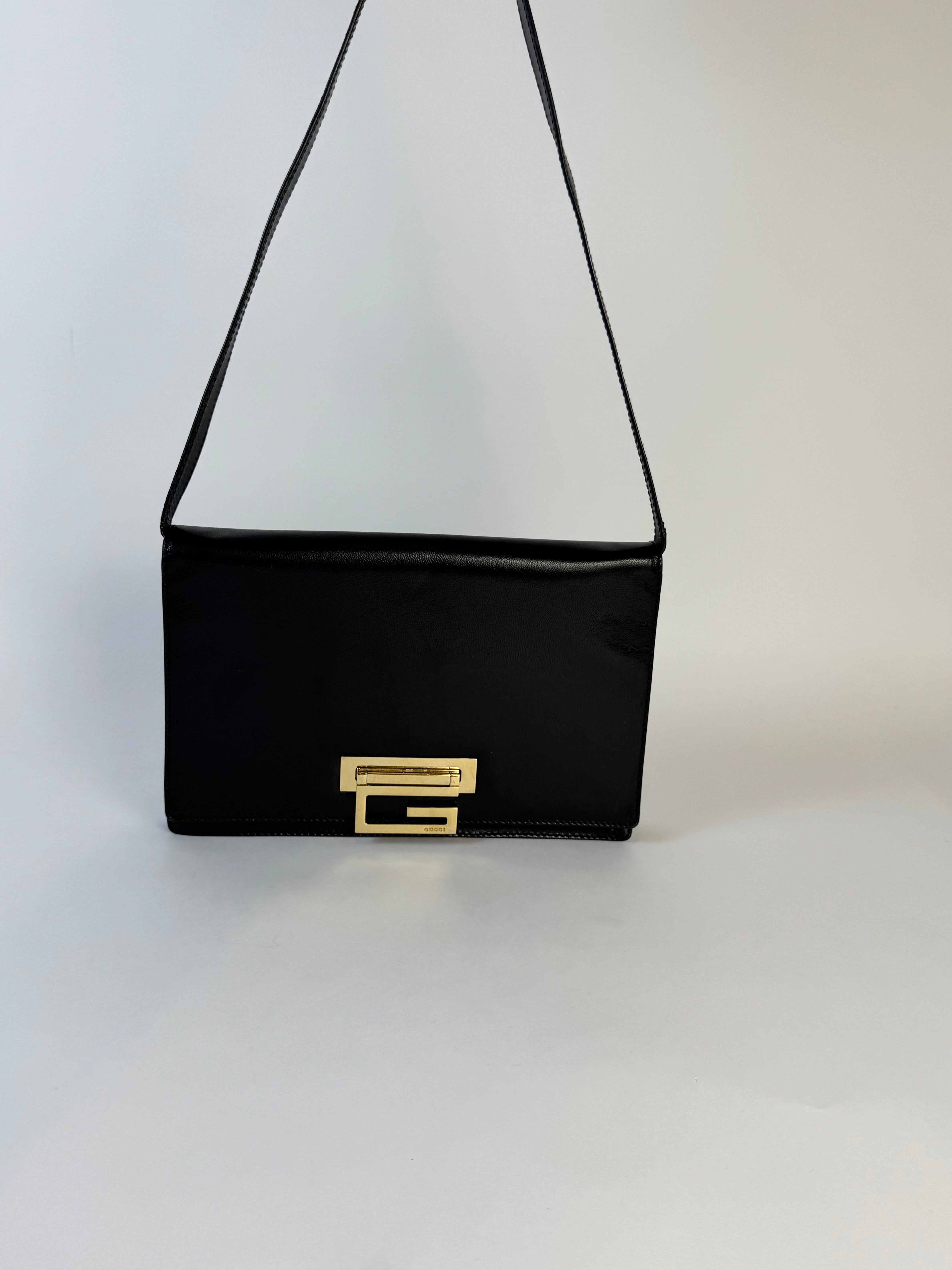 Gucci Tom Ford Black Leather Shoulder Bag