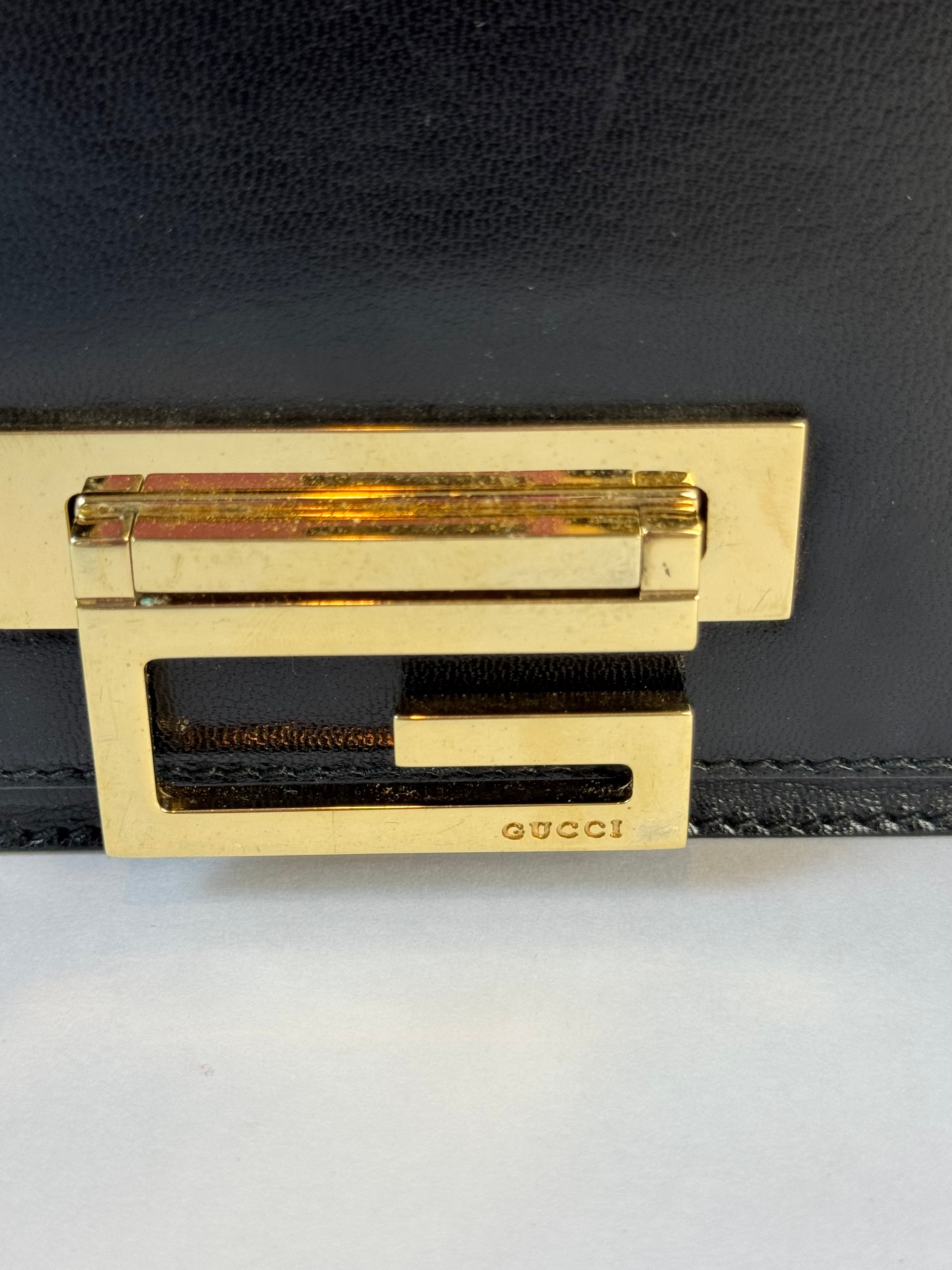 Gucci Tom Ford Black Leather Shoulder Bag