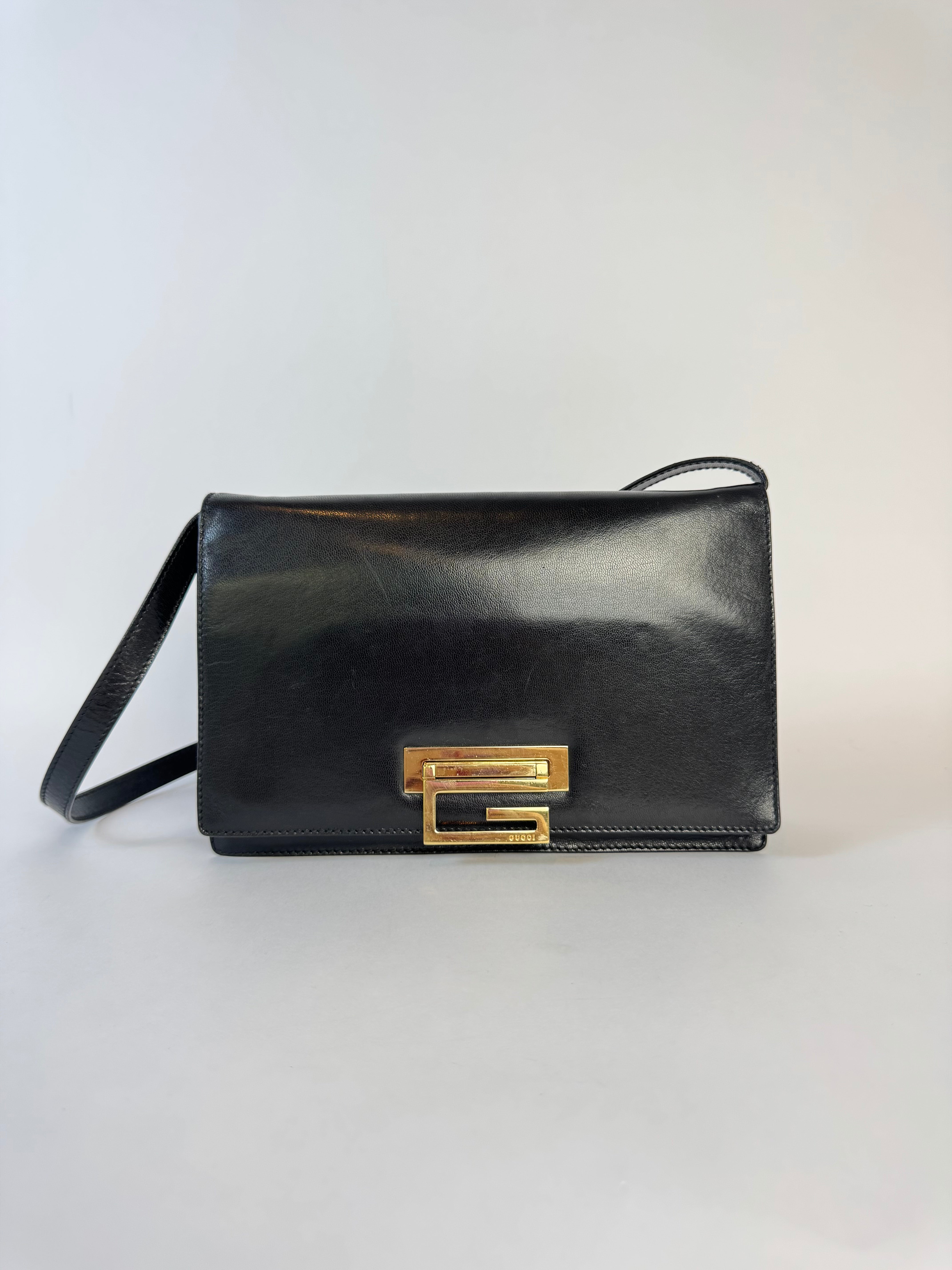 Gucci Tom Ford Black Leather Shoulder Bag