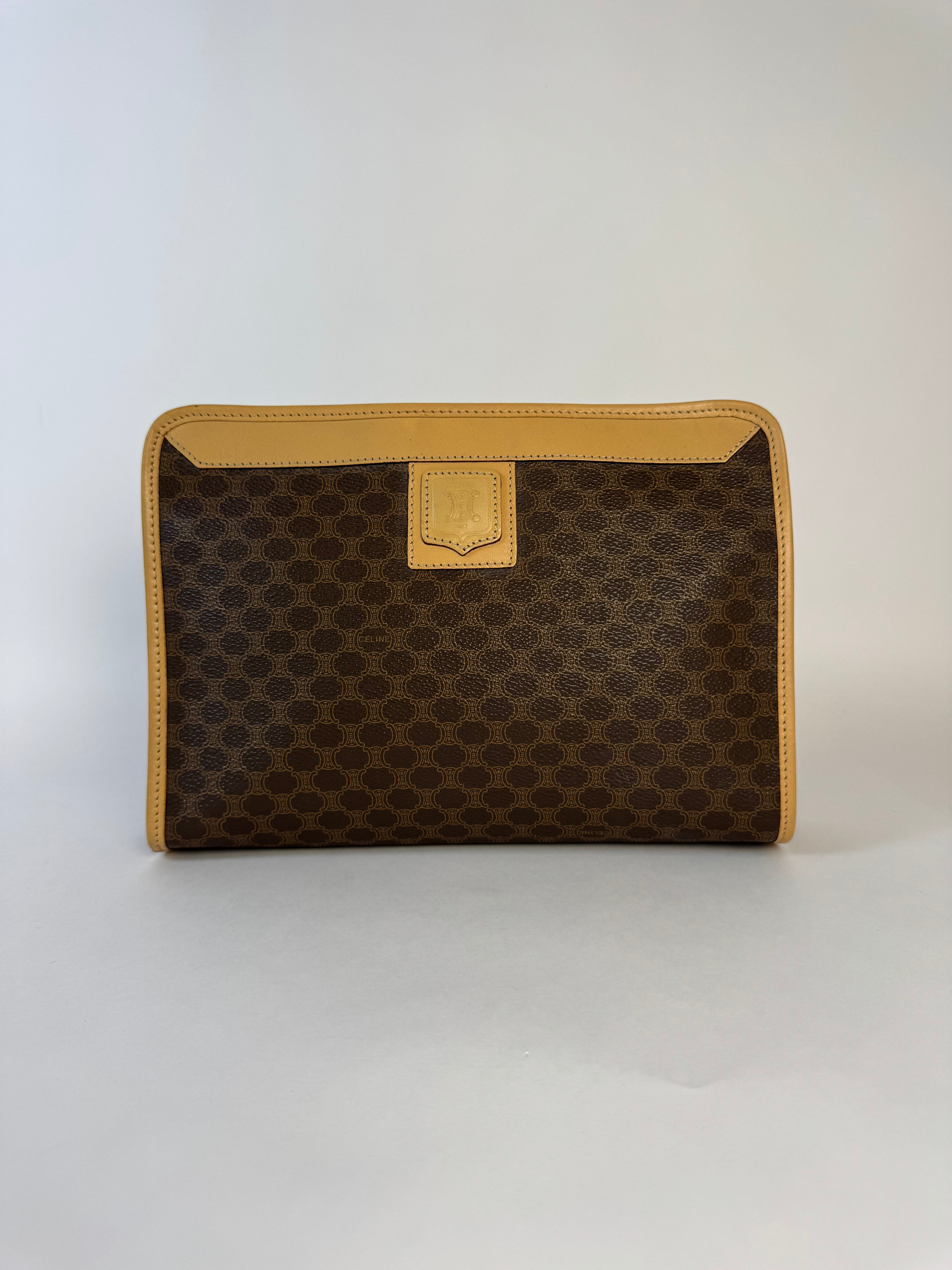 Celine Vintage Macadam Brown Clutch