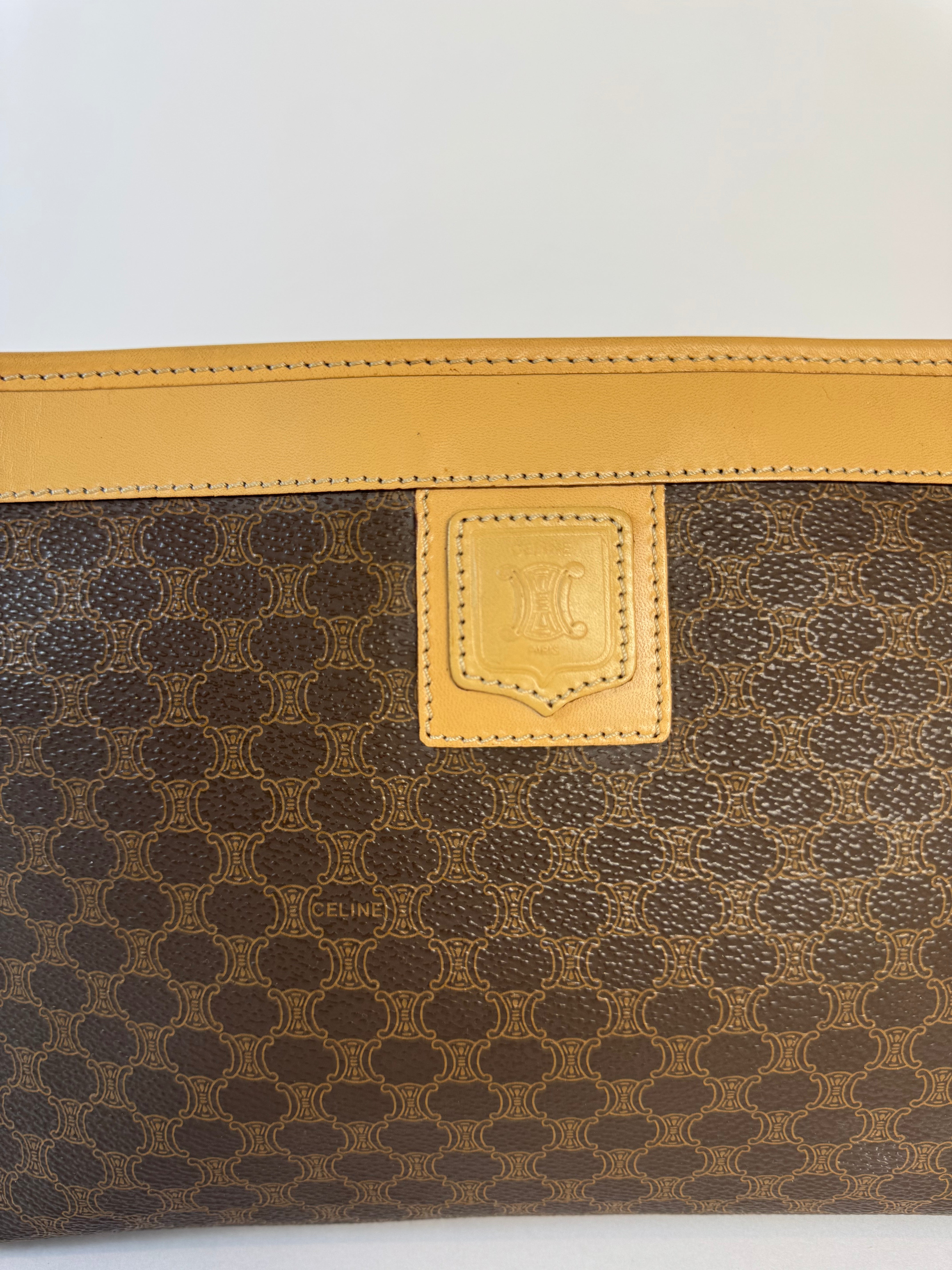 Celine Vintage Macadam Brown Clutch