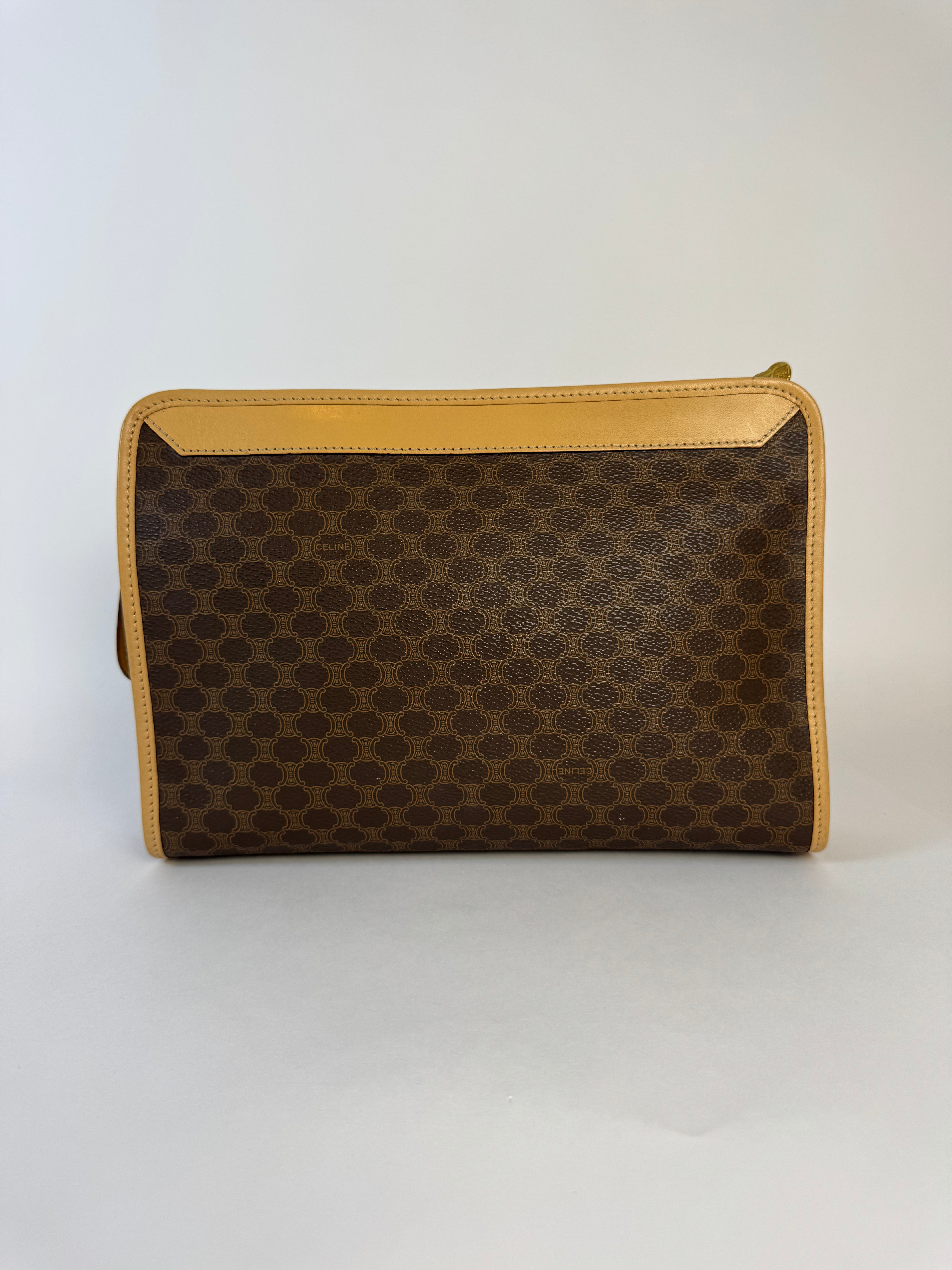 Celine Vintage Macadam Brown Clutch
