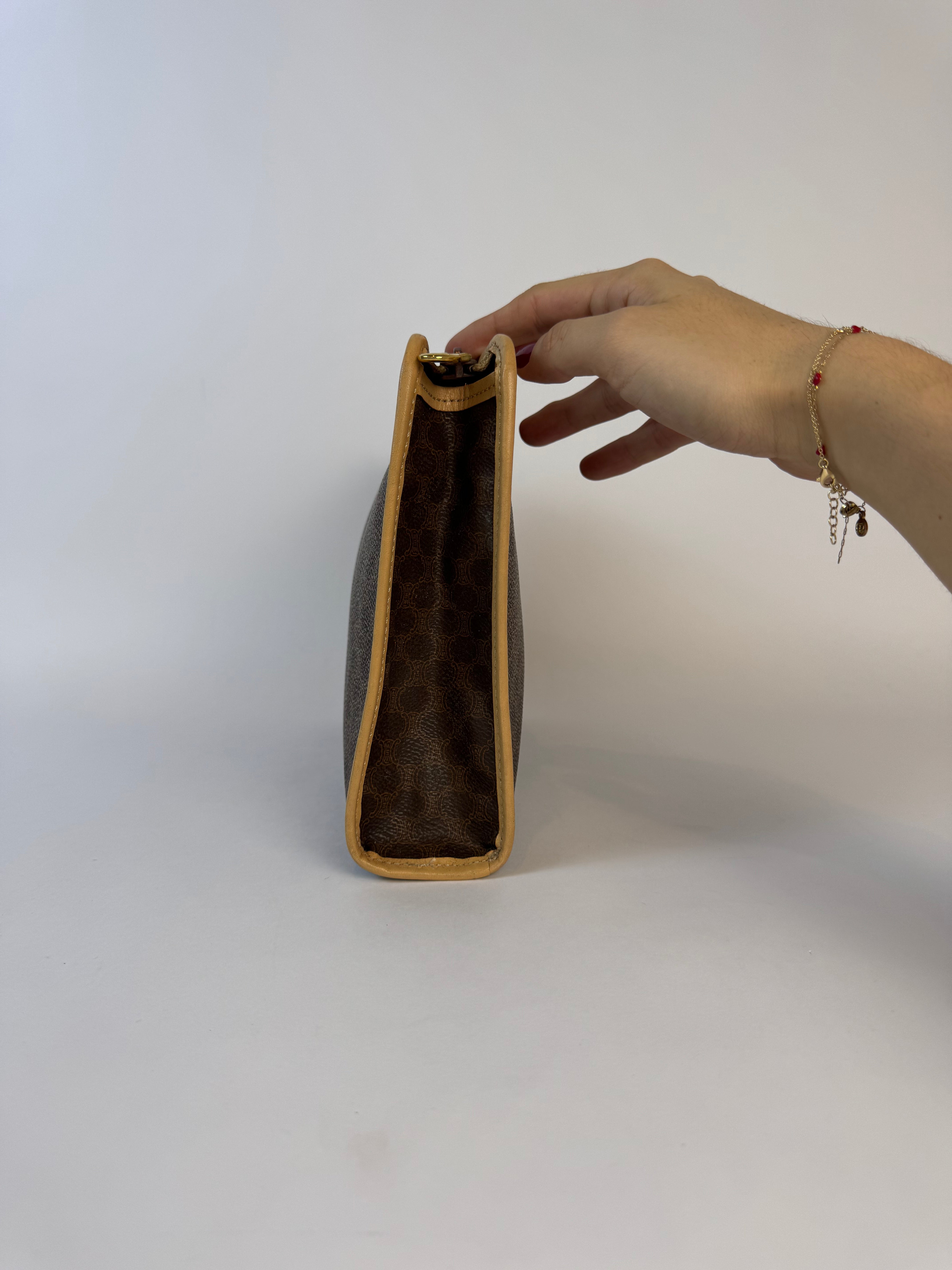 Celine Vintage Macadam Brown Clutch