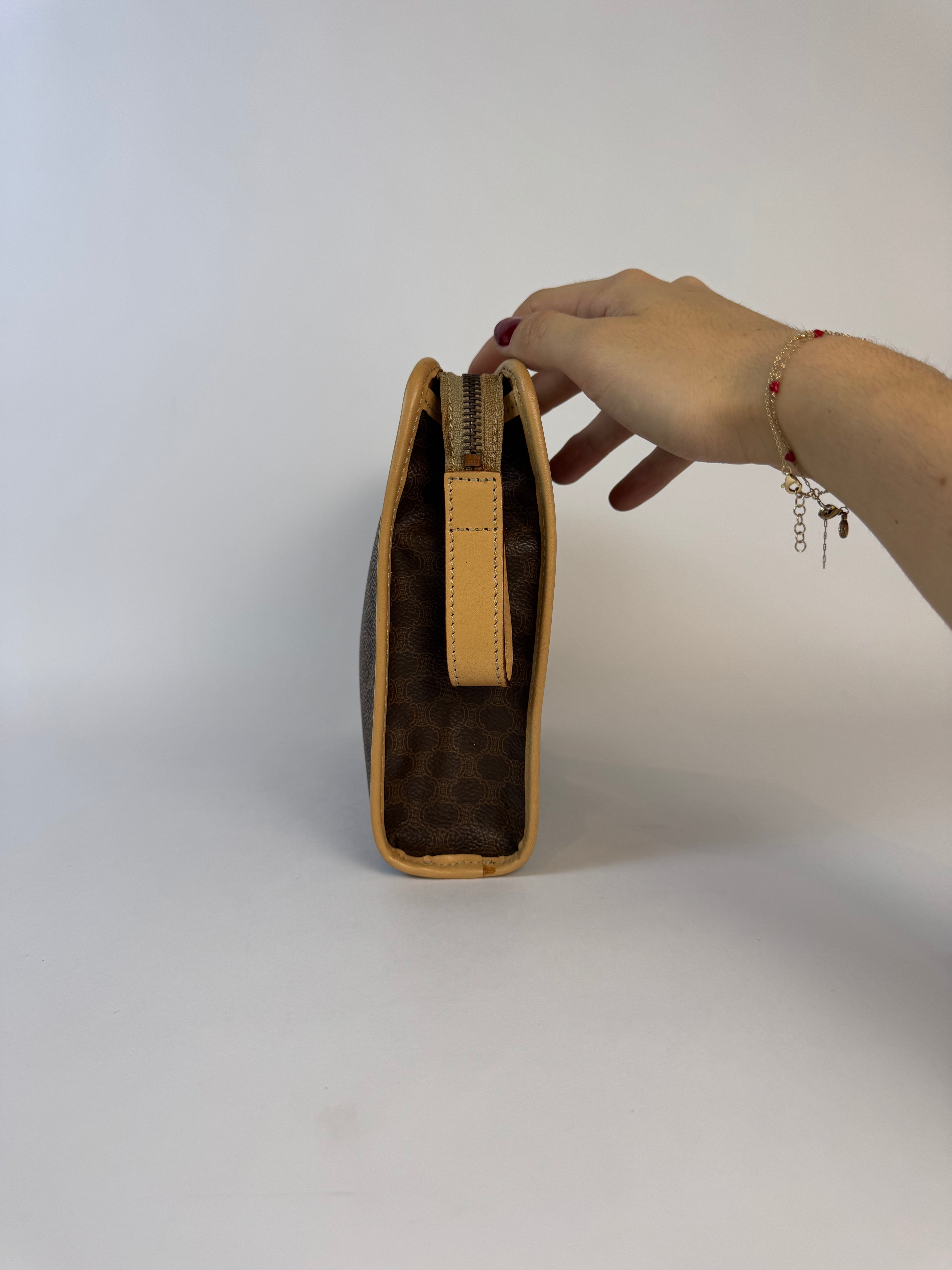 Celine Vintage Macadam Brown Clutch
