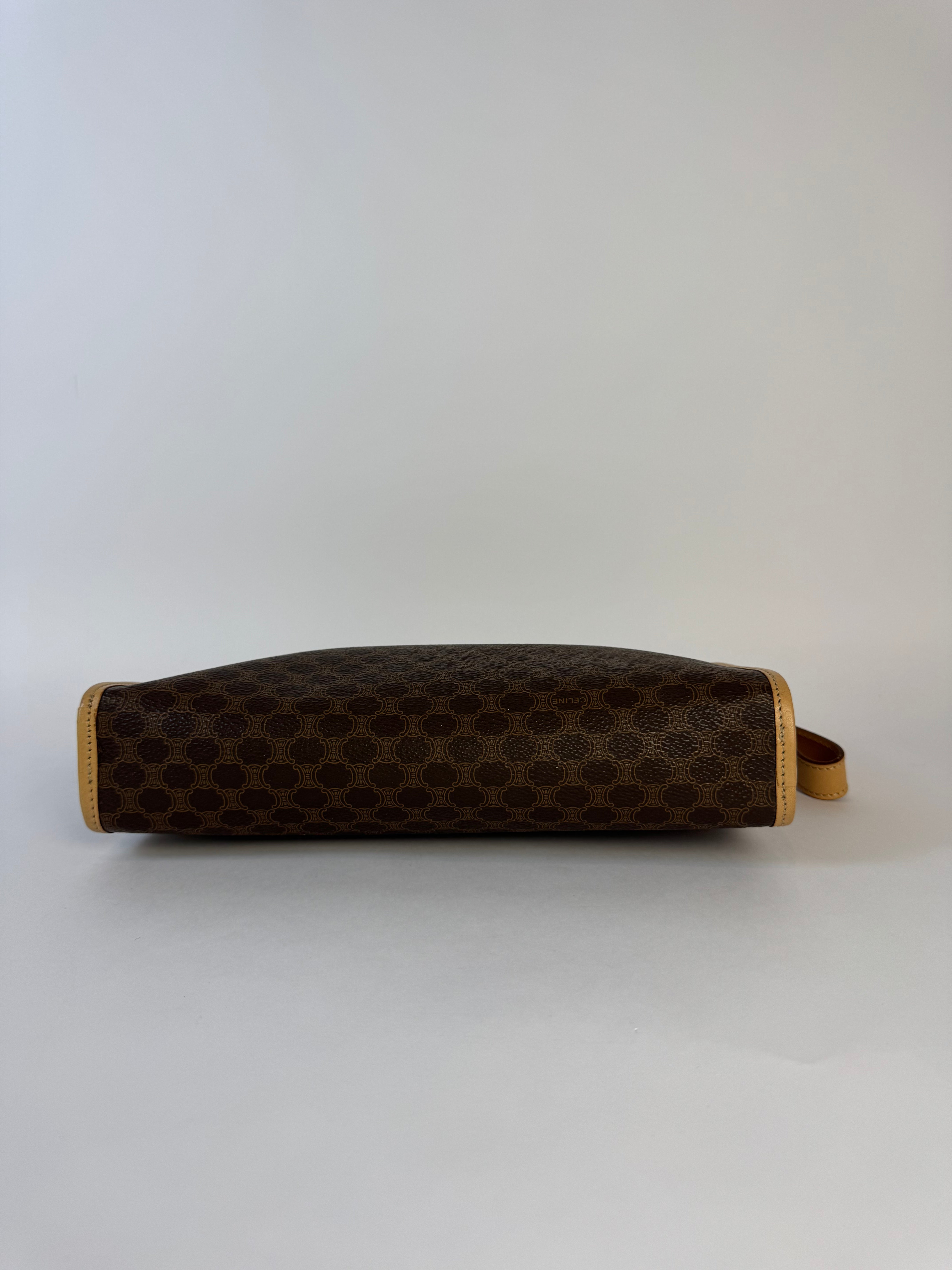 Celine Vintage Macadam Brown Clutch