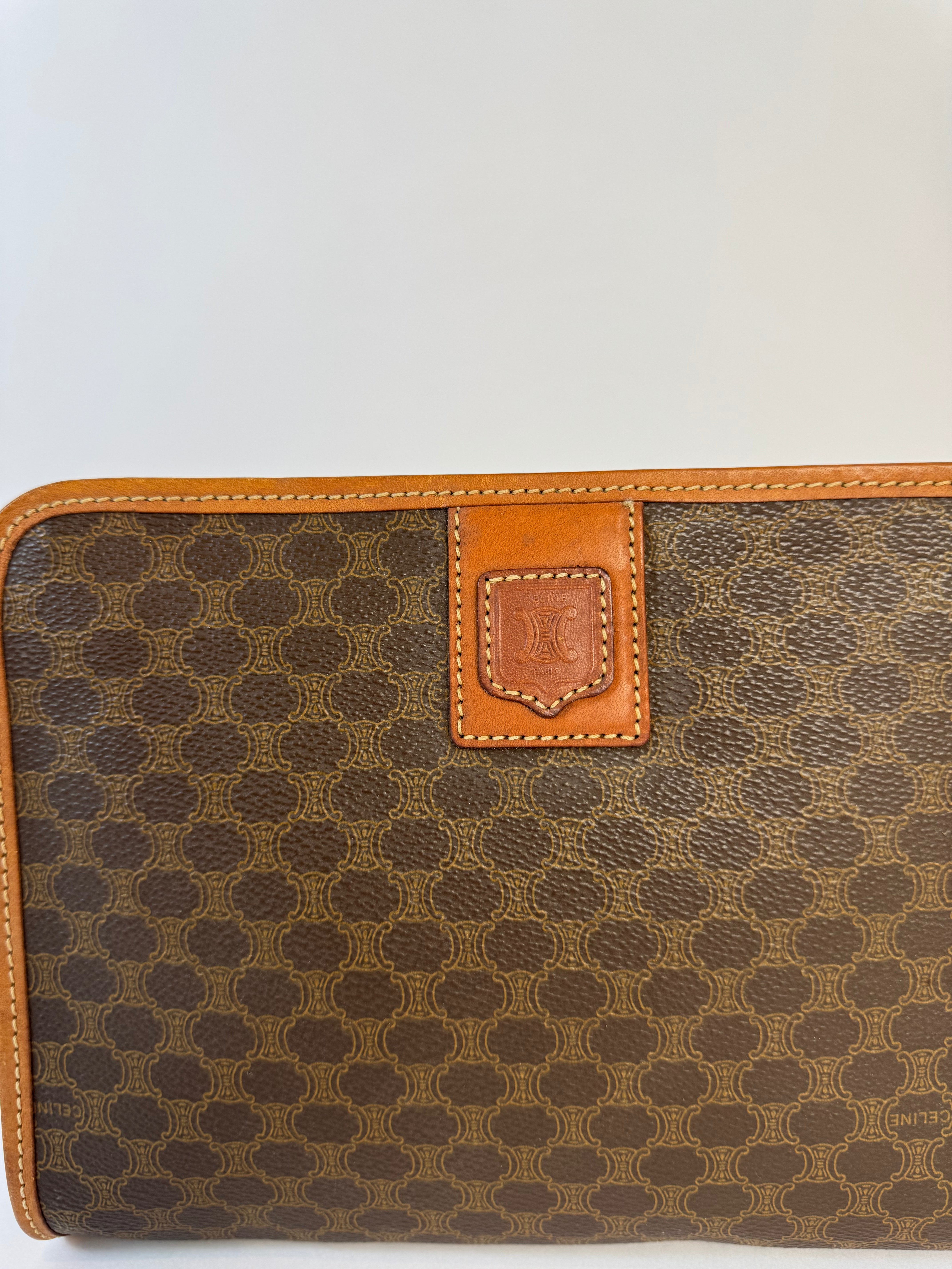 Celine Vintage Macadam Brown Clutch