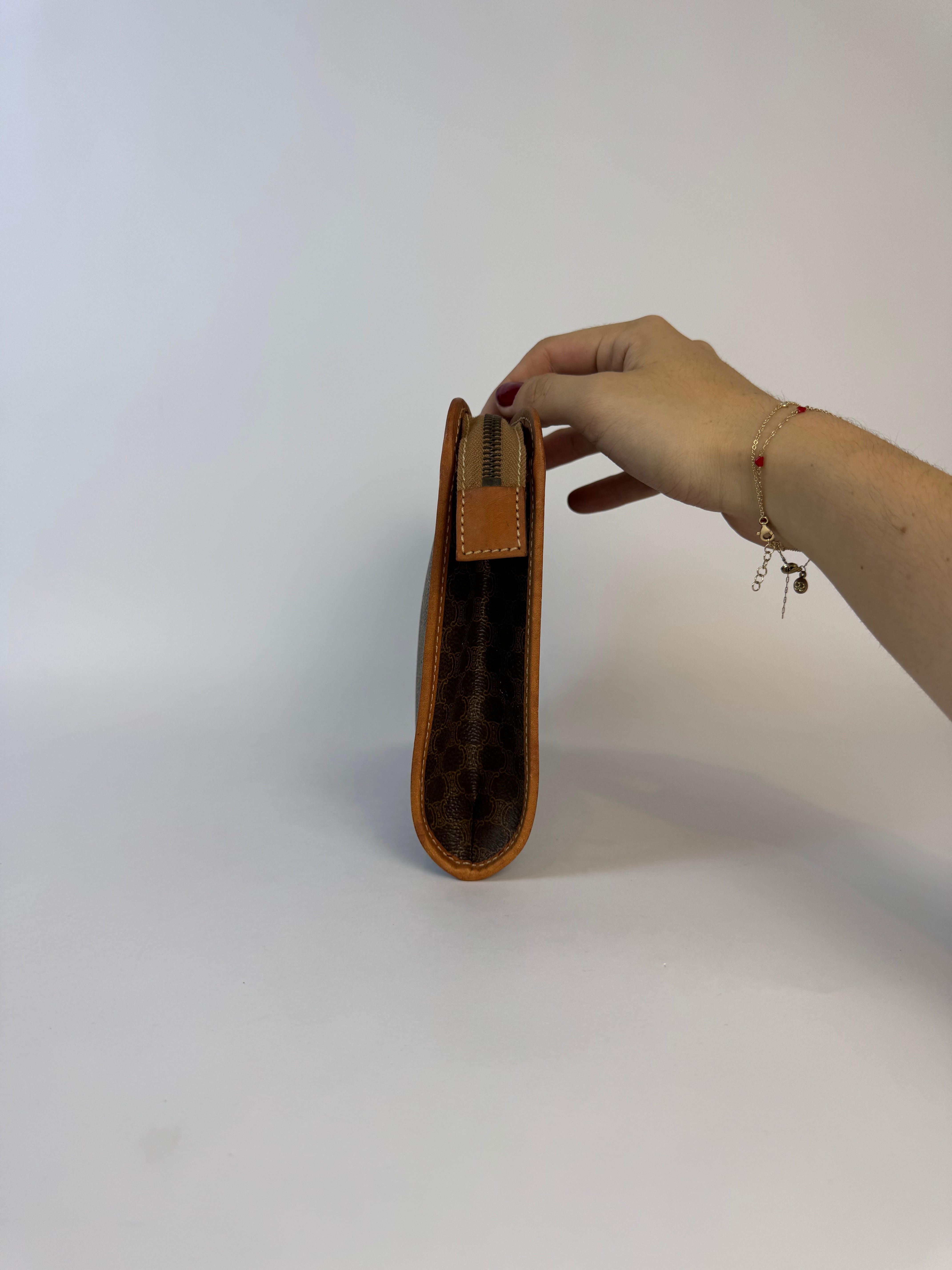 Celine Vintage Macadam Brown Clutch