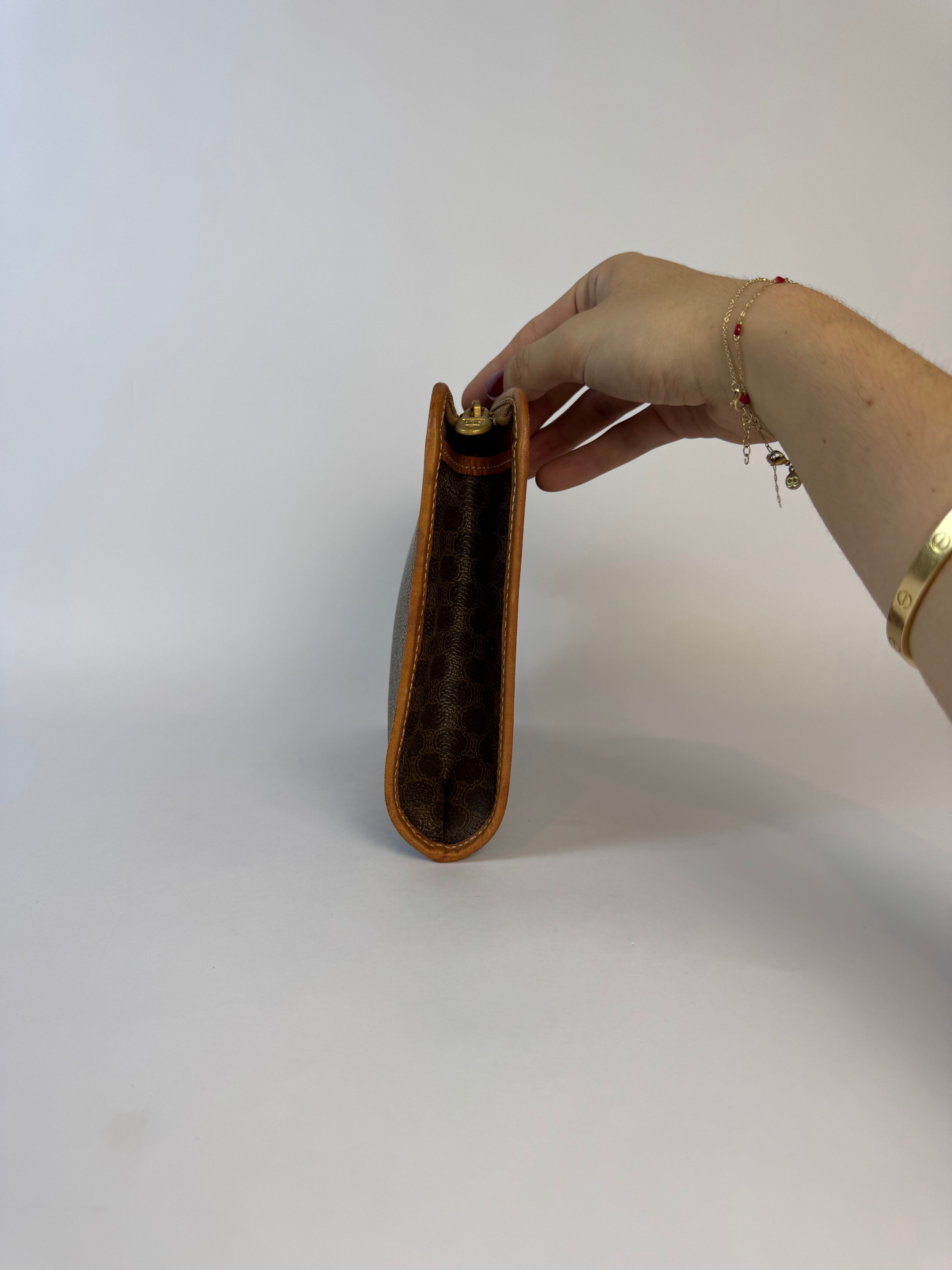 Celine Vintage Macadam Brown Clutch