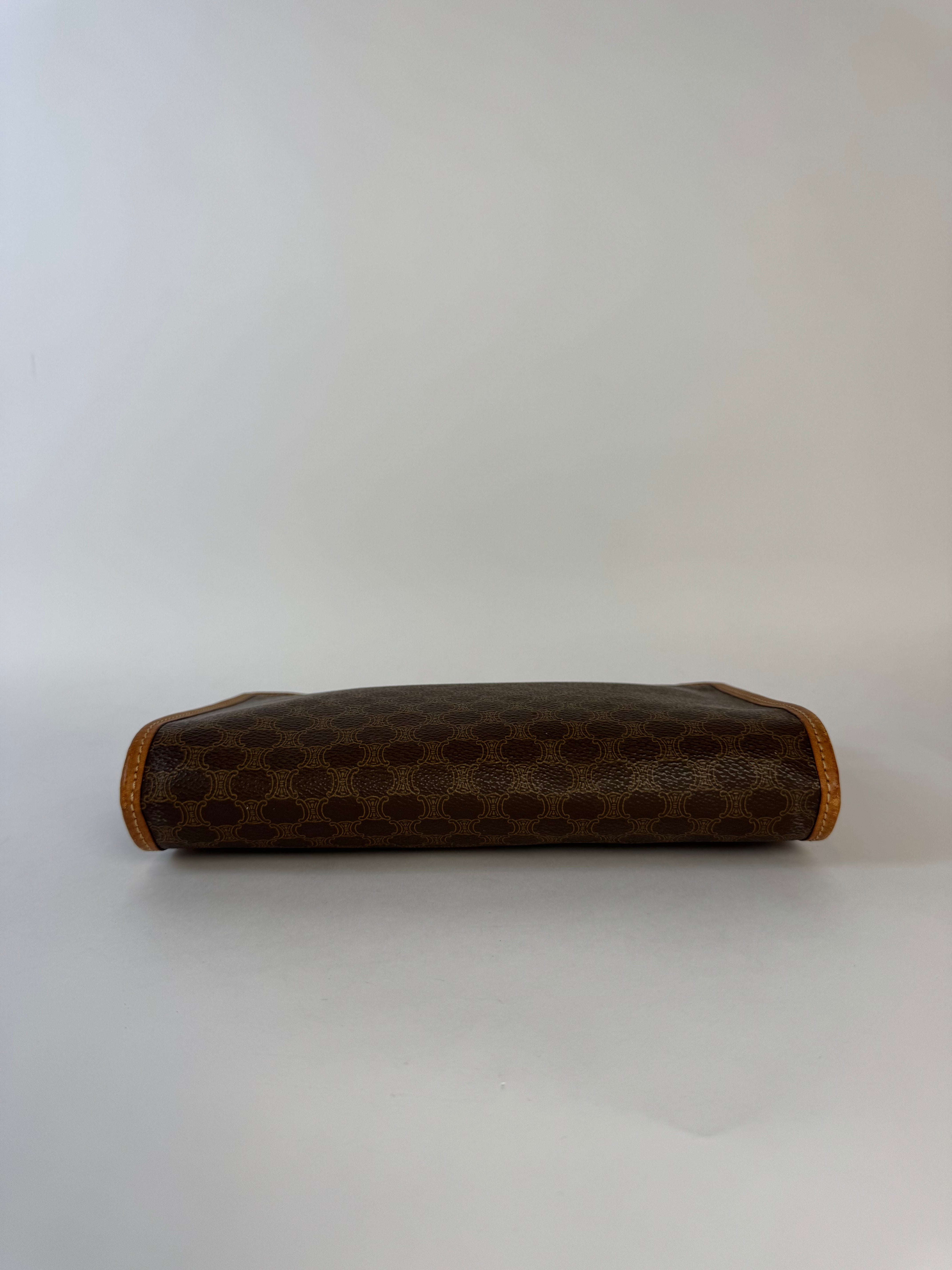 Celine Vintage Macadam Brown Clutch