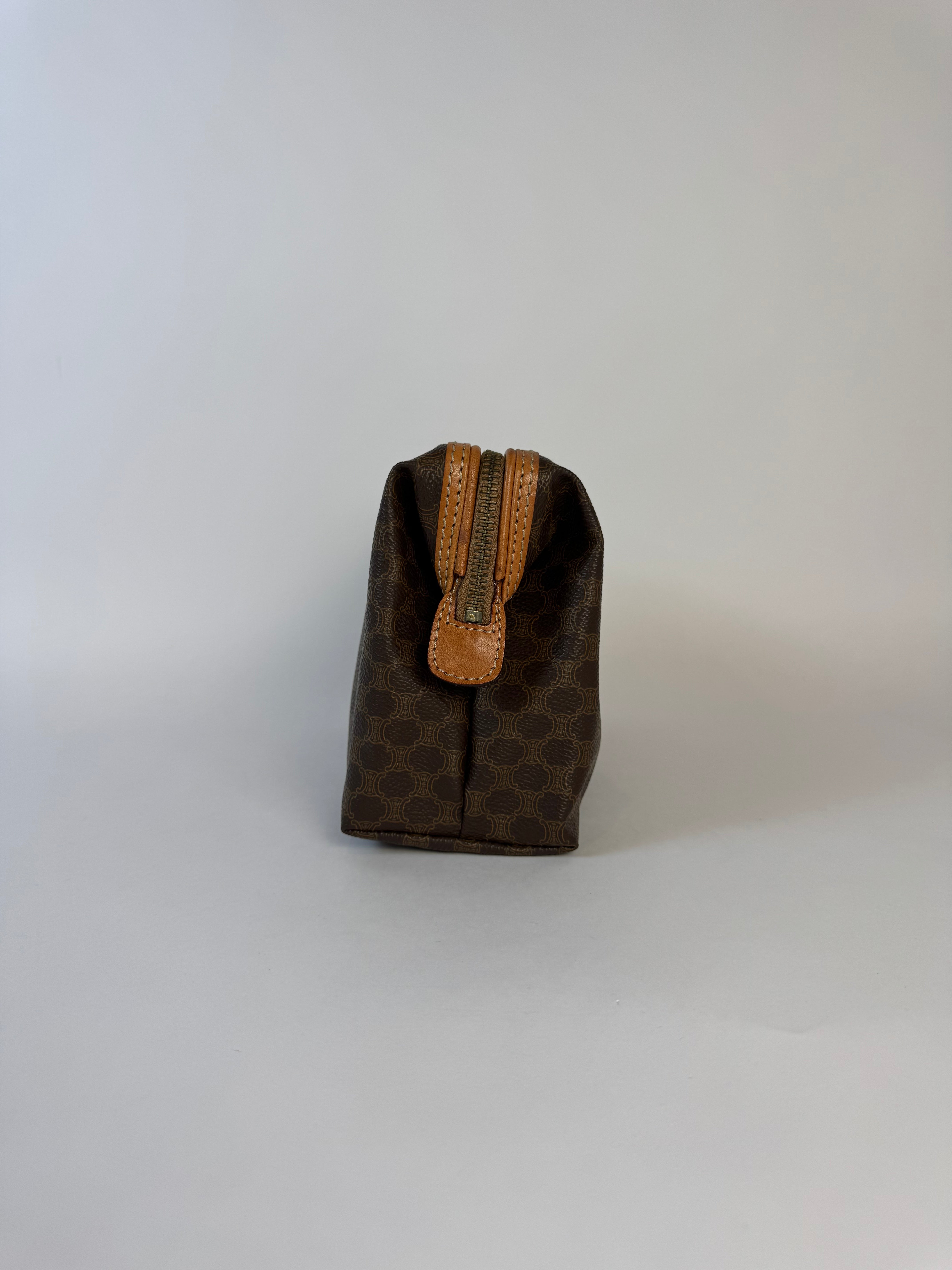 Celine Vintage Macadam Brown Pouch Medium