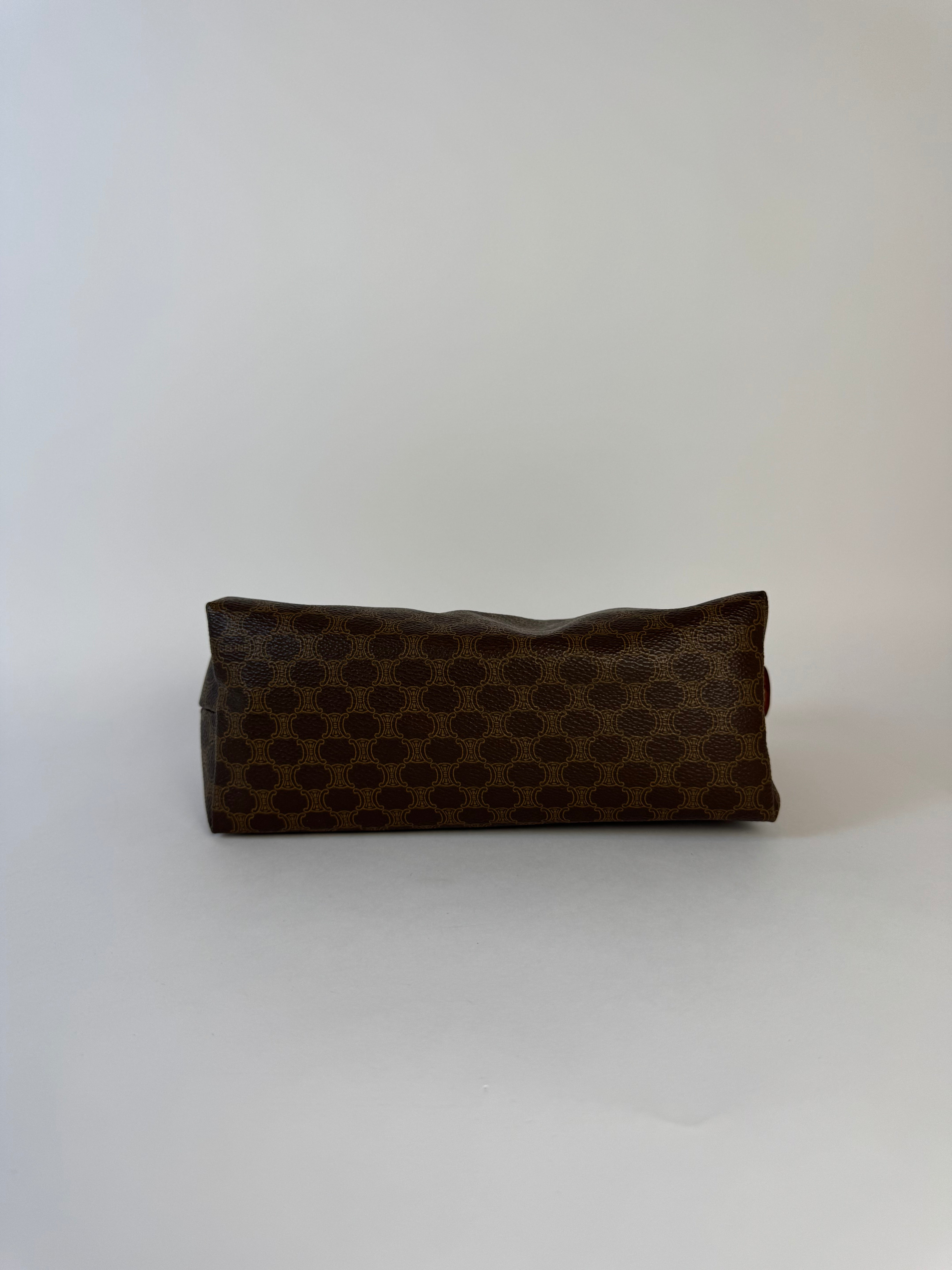 Celine Vintage Macadam Brown Pouch Medium