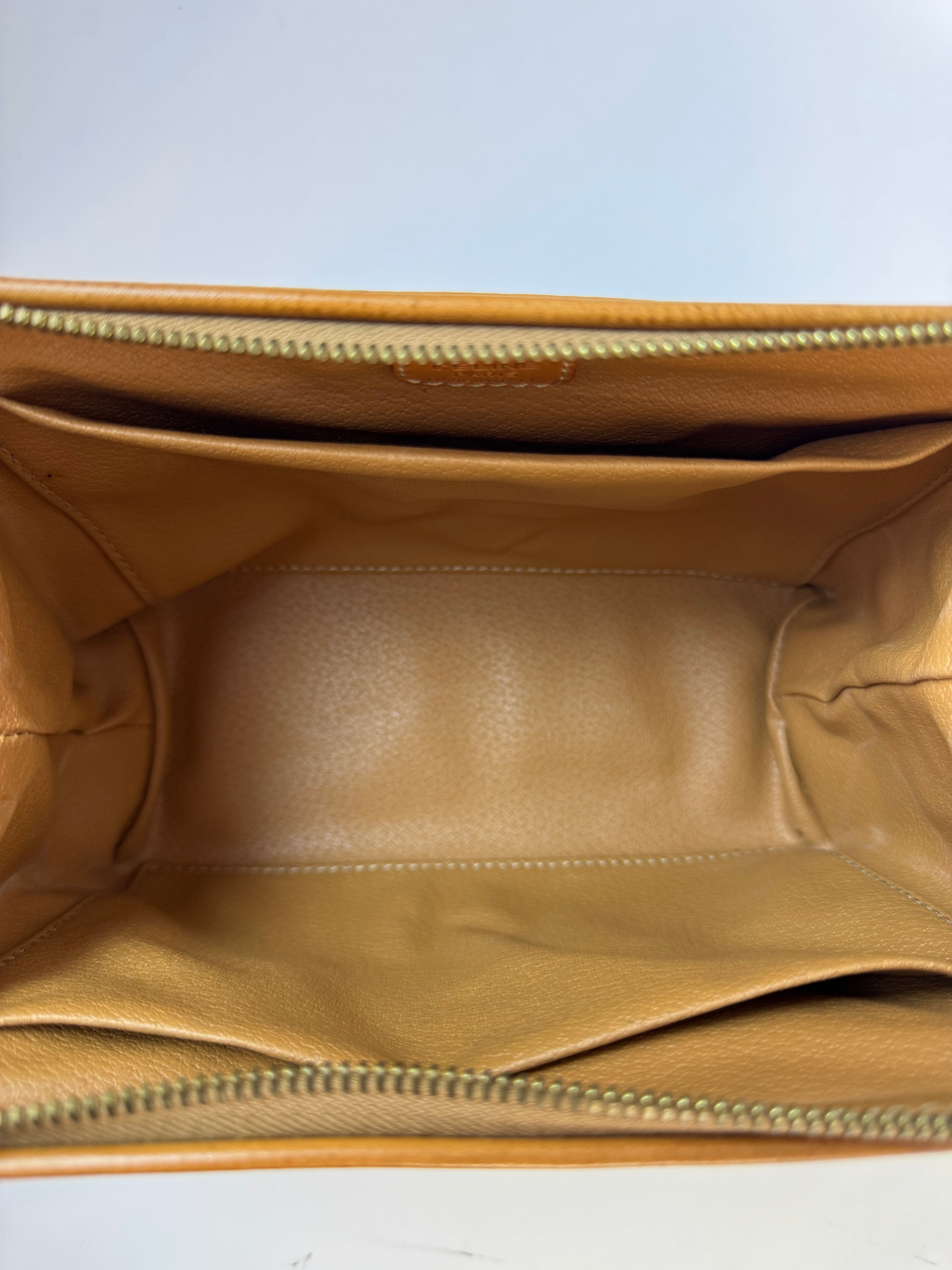 Celine Vintage Macadam Brown Pouch Medium