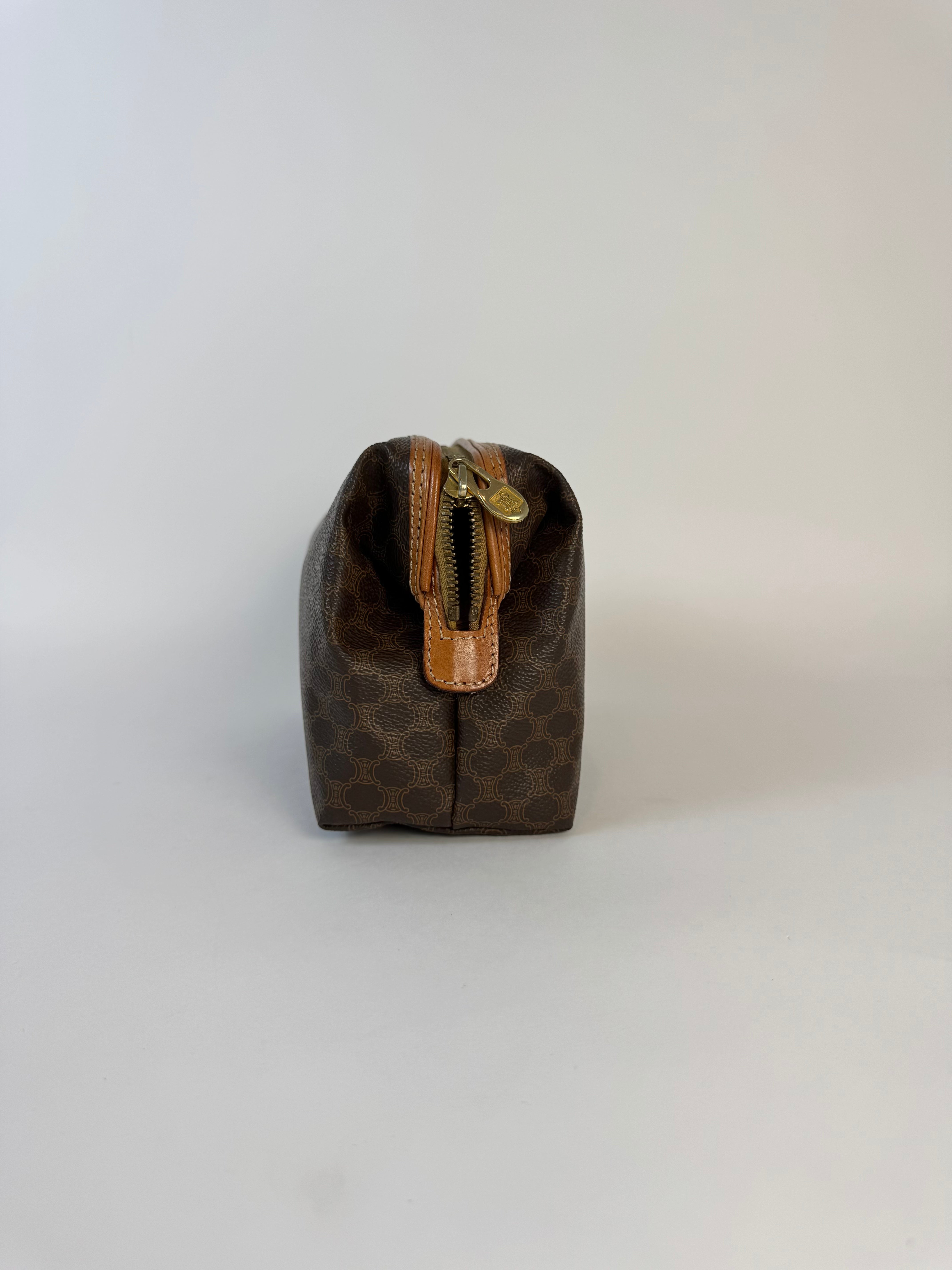 Celine Vintage Macadam Brown Pouch Medium