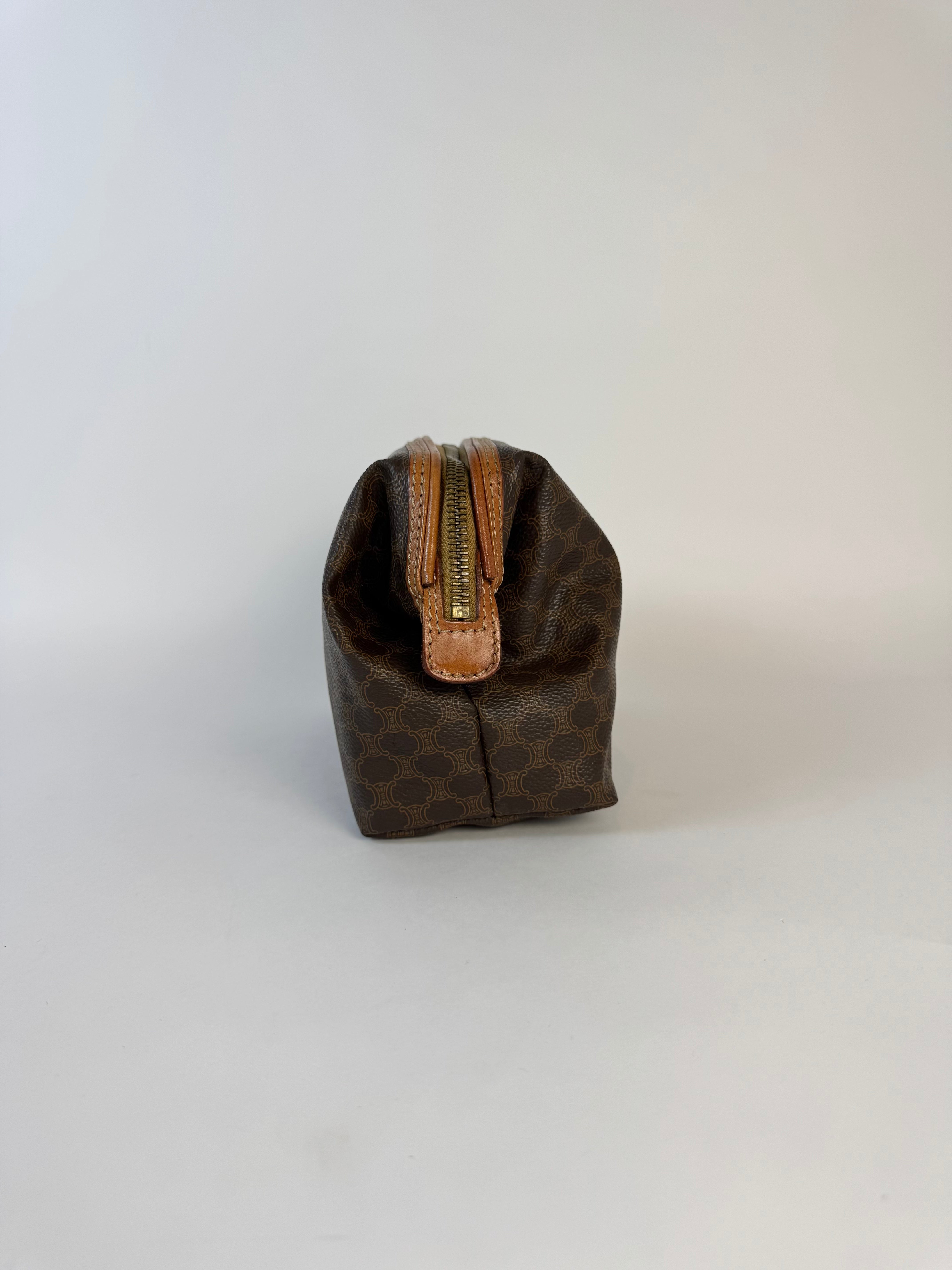Celine Vintage Macadam Brown Pouch Medium
