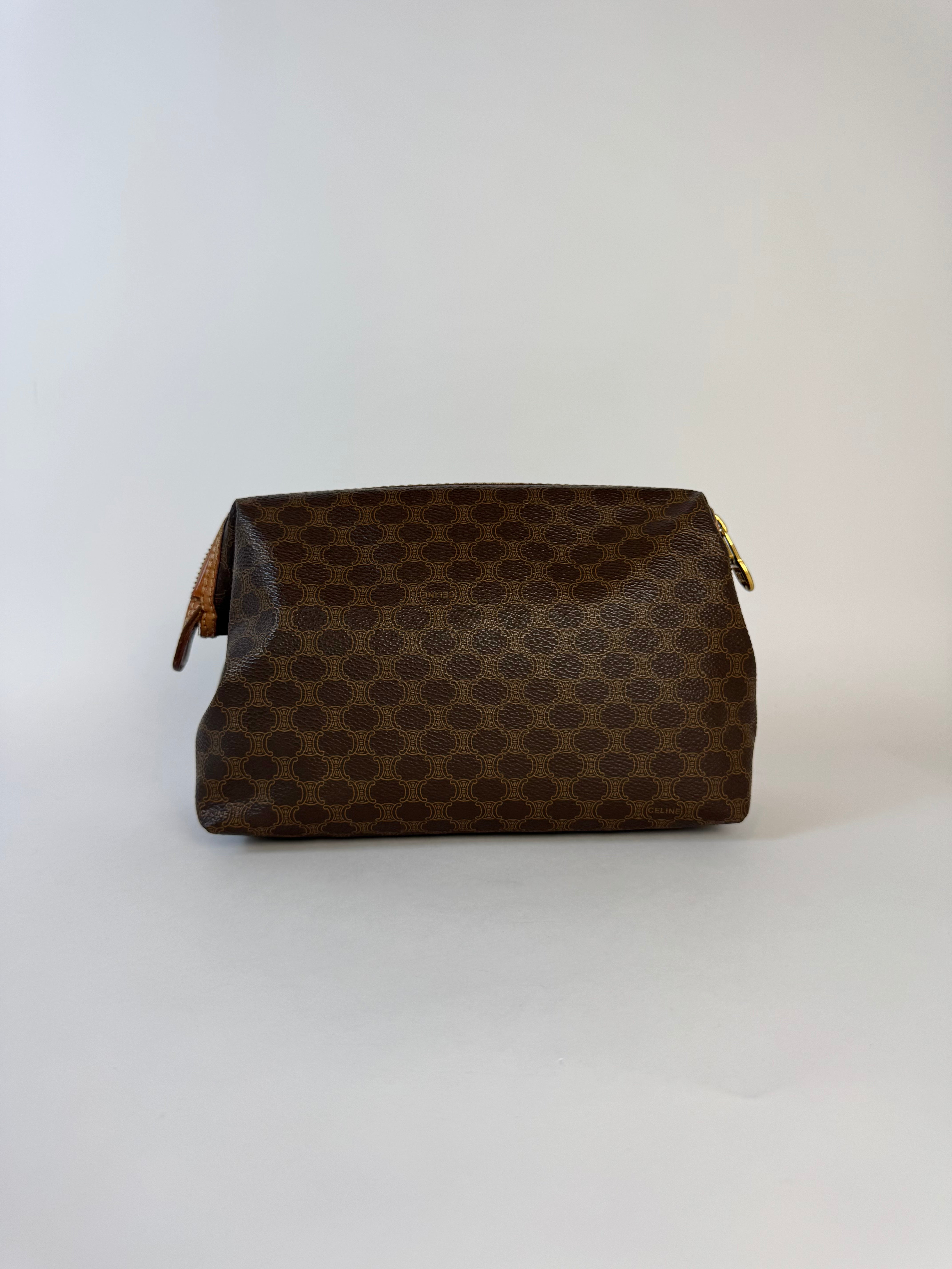 Celine Vintage Macadam Brown Pouch Medium