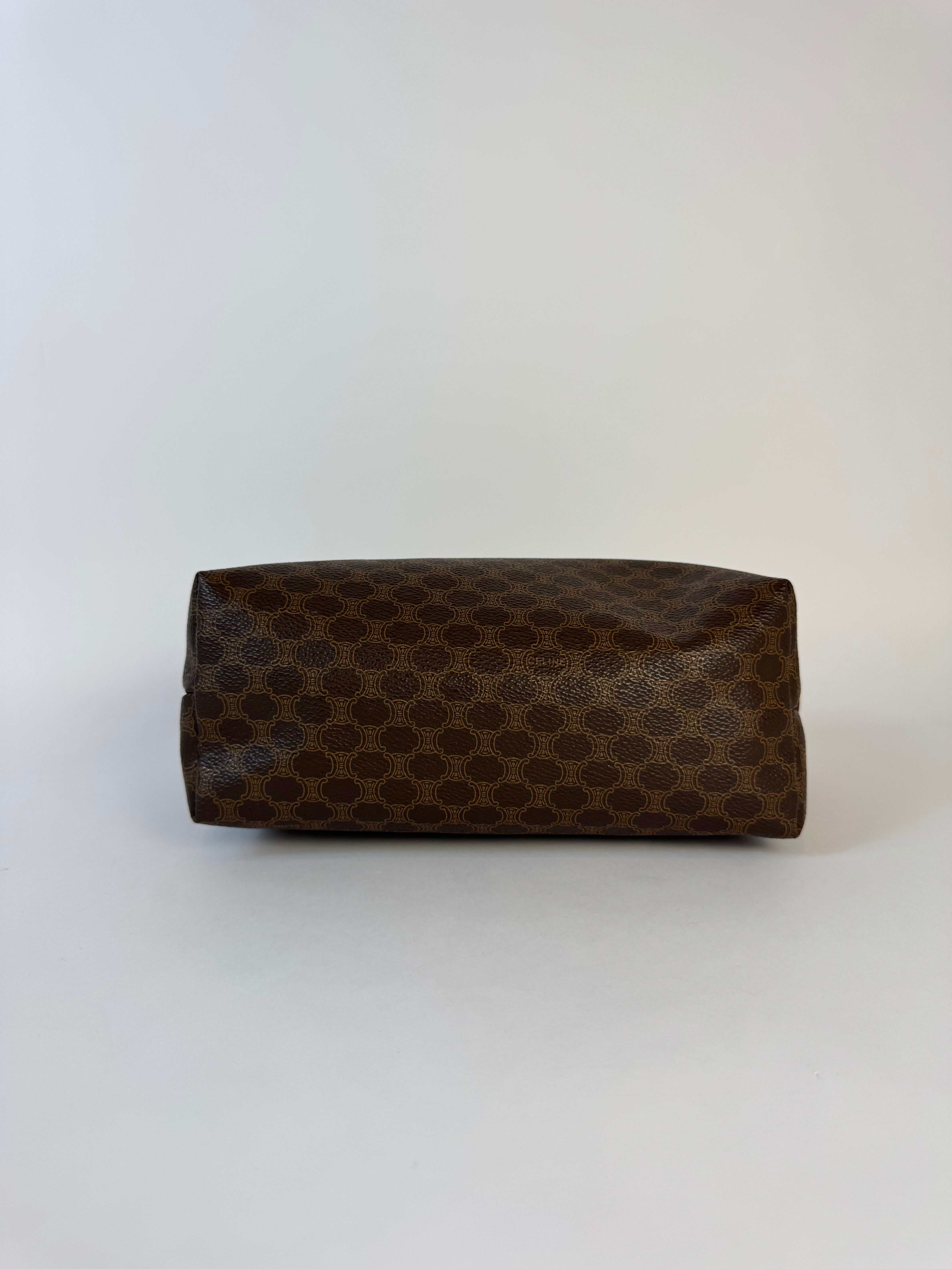 Celine Vintage Macadam Brown Pouch Medium