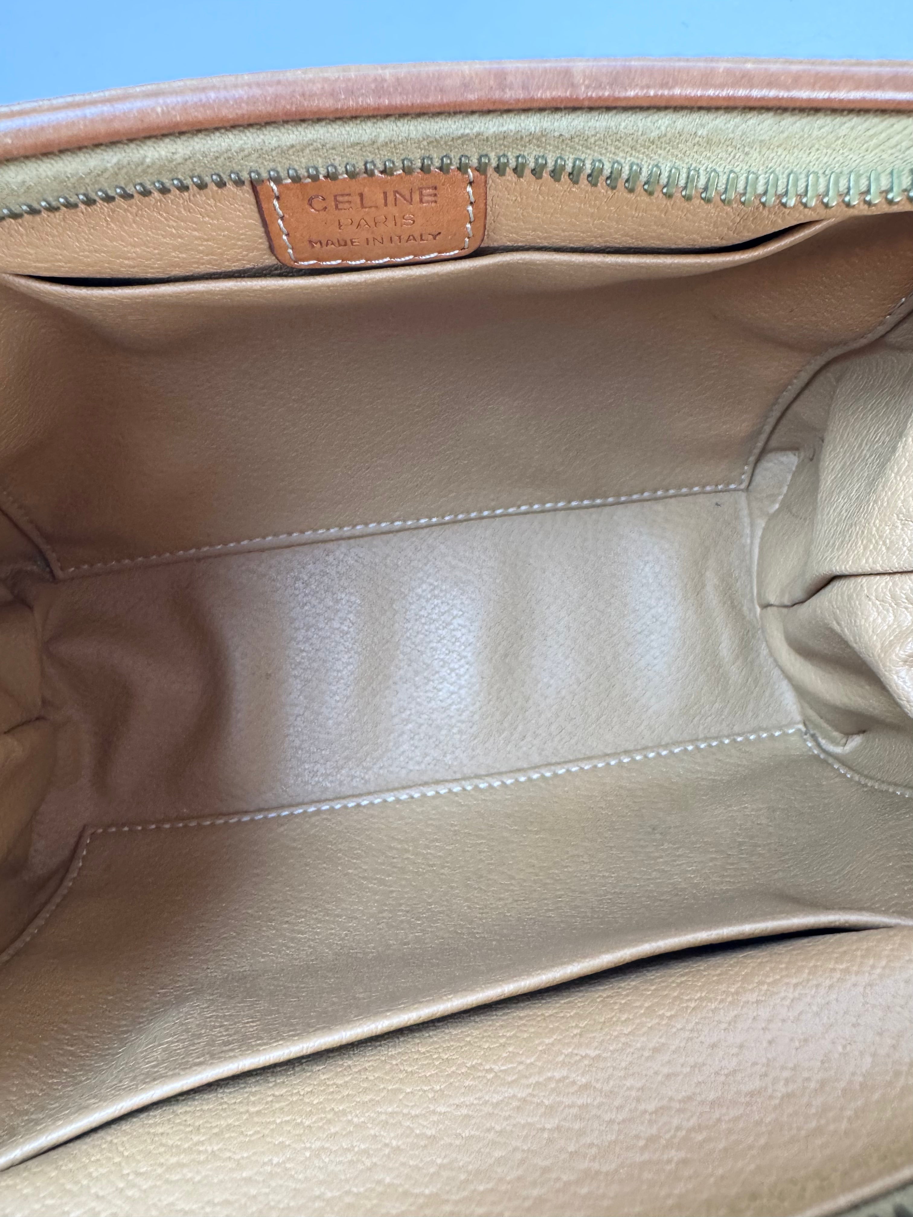 Celine Vintage Macadam Brown Pouch Medium