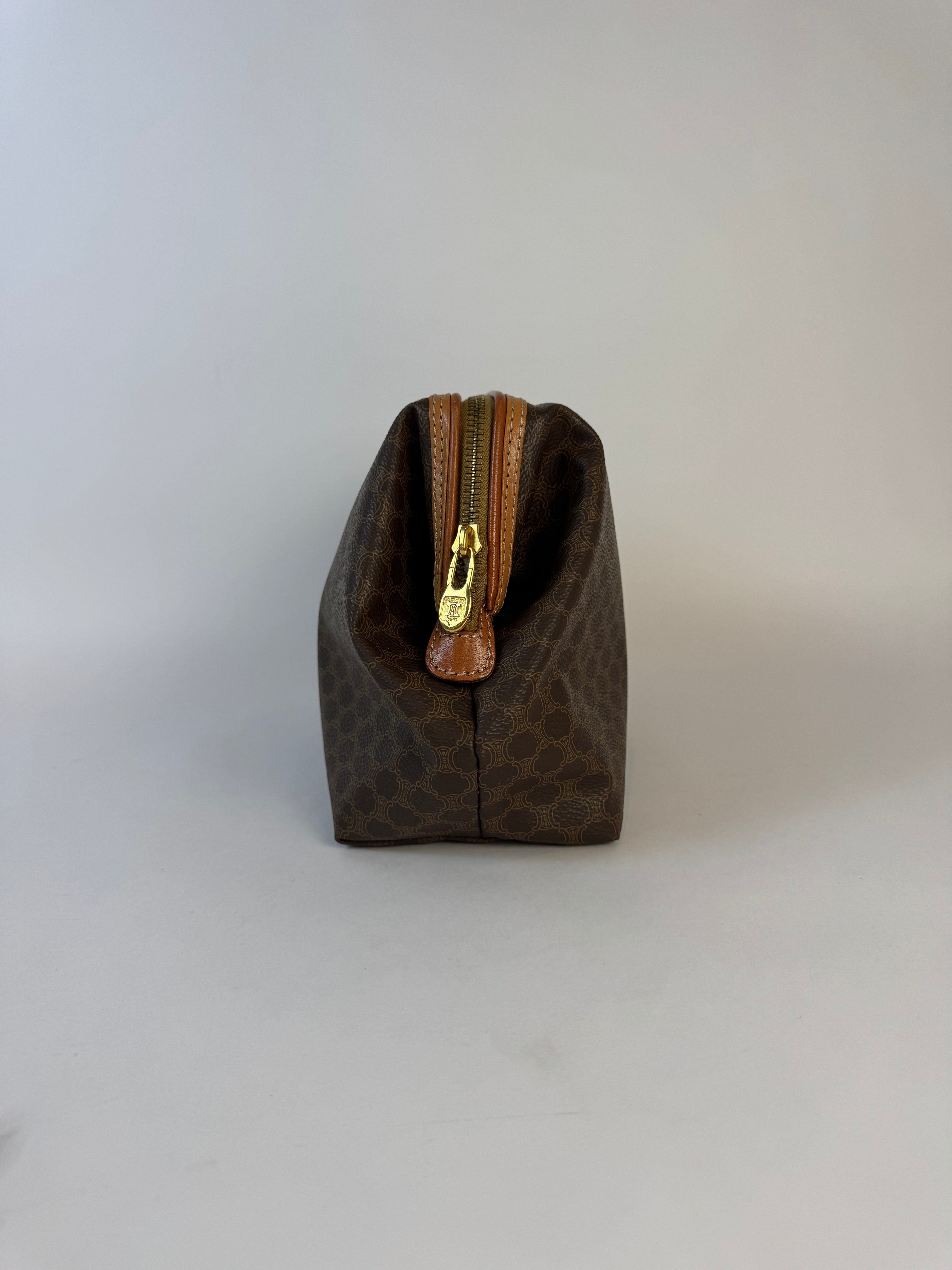 Celine Vintage Macadam Brown Pouch Large