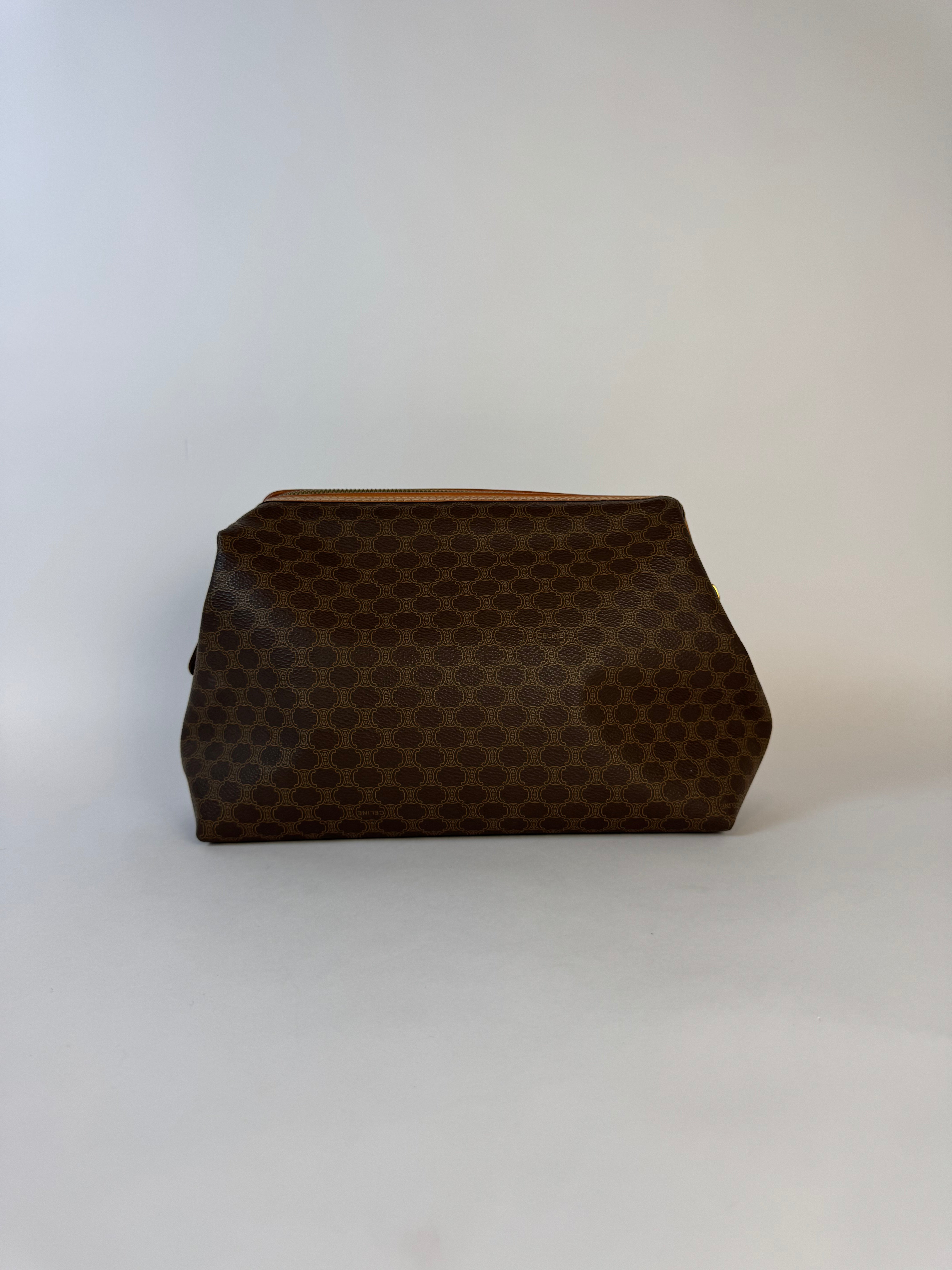 Celine Vintage Macadam Brown Pouch Large