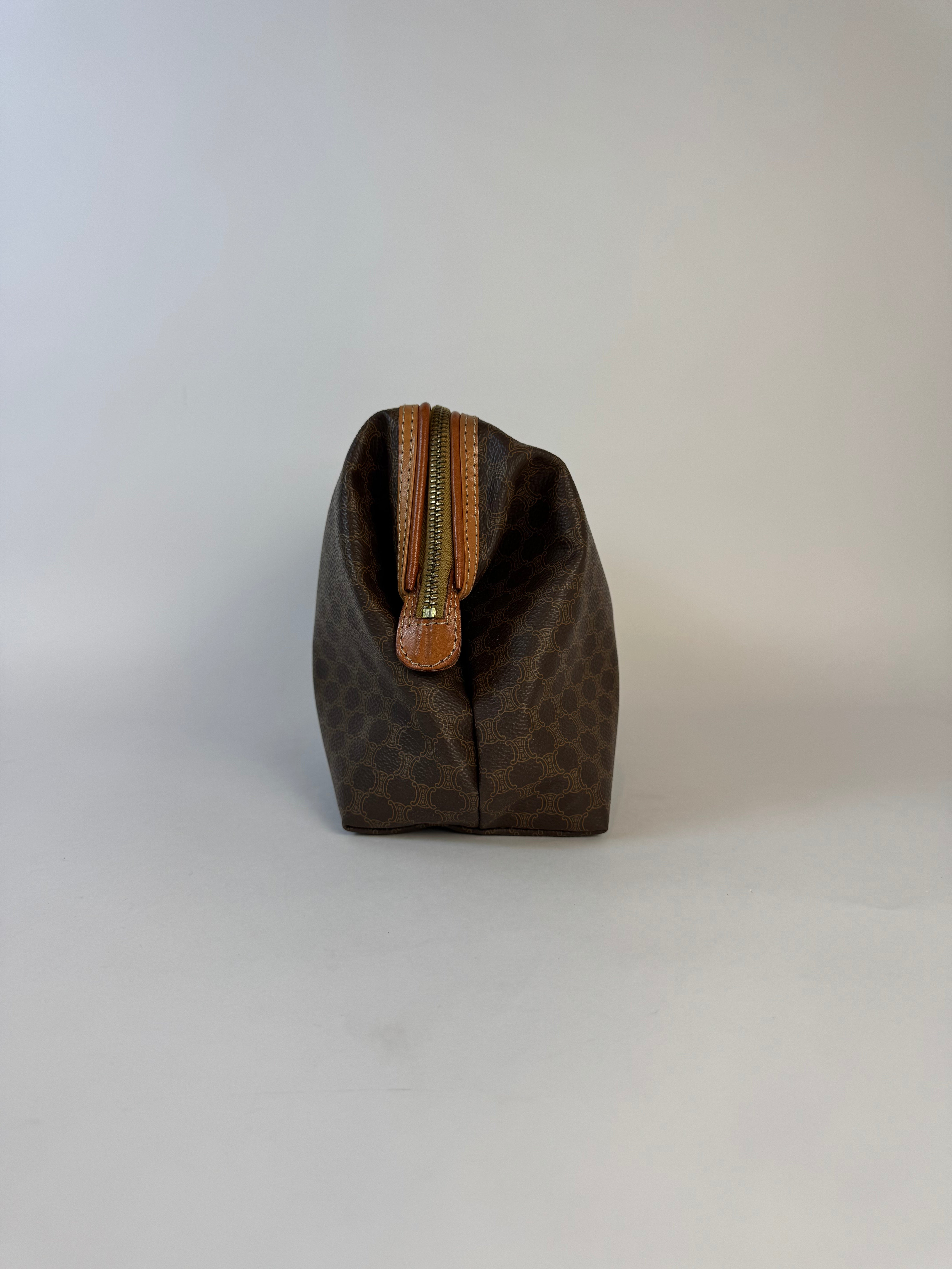 Celine Vintage Macadam Brown Pouch Large